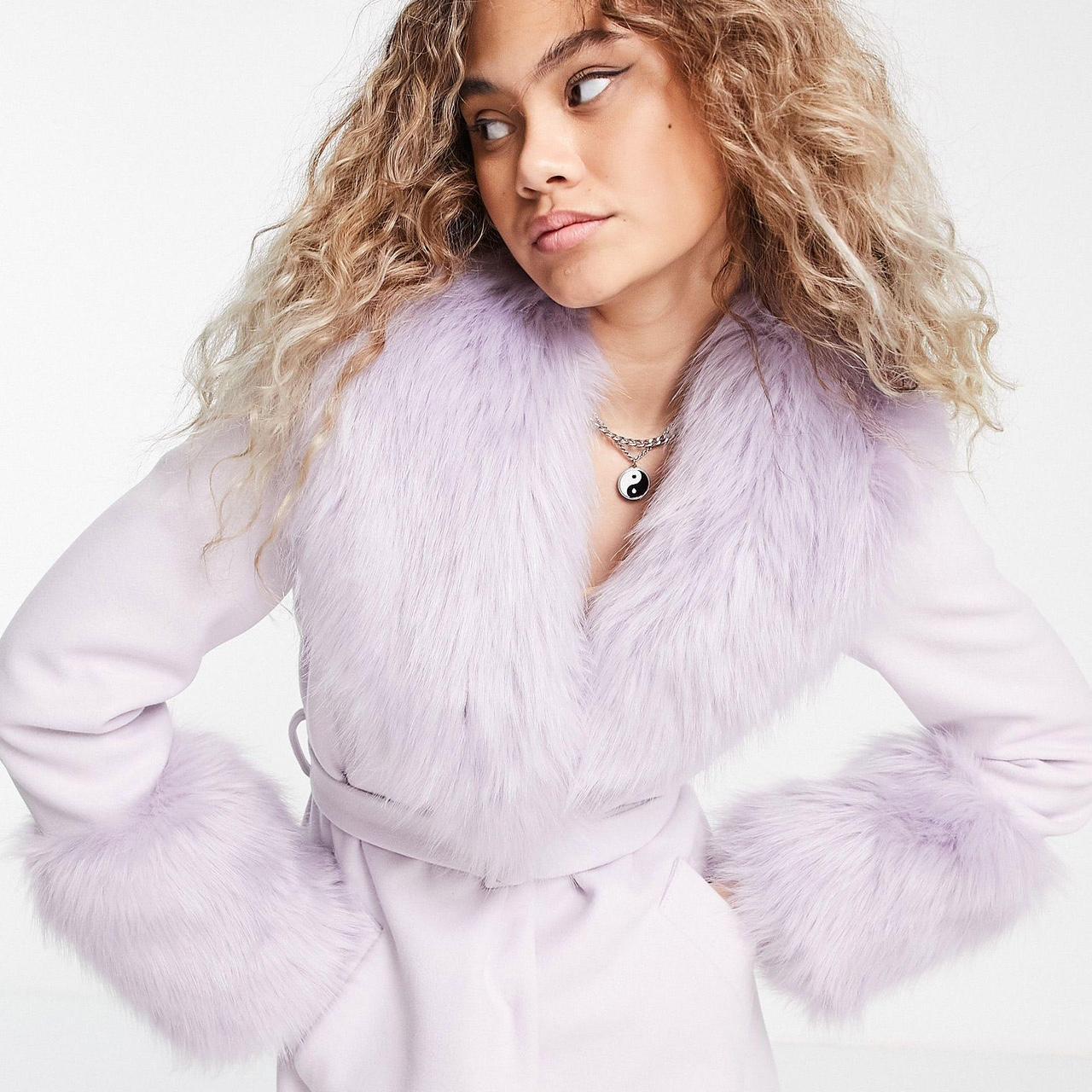 Topshop purple sale fur coat