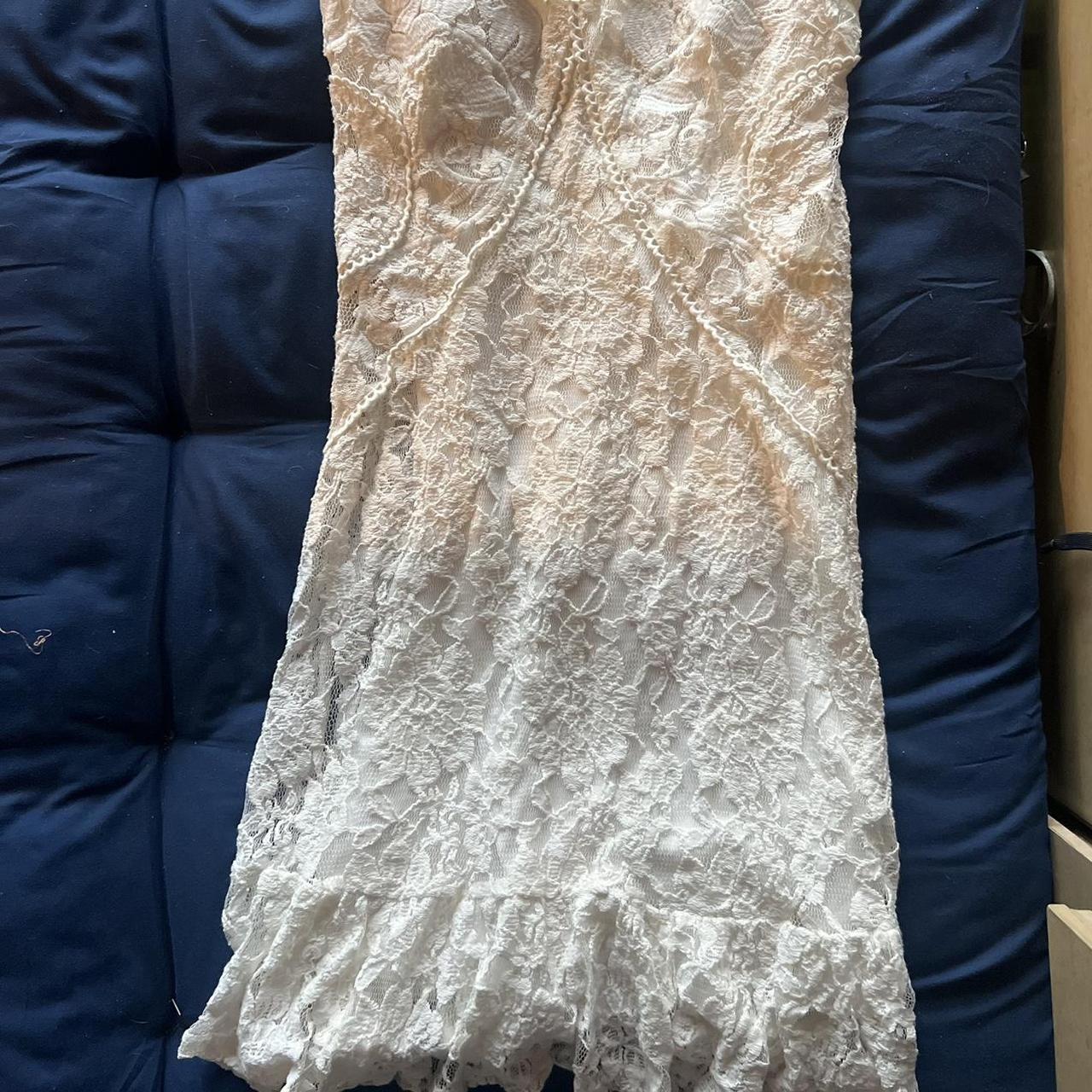 coquette aesthetic woman’s mini cream dress - Depop