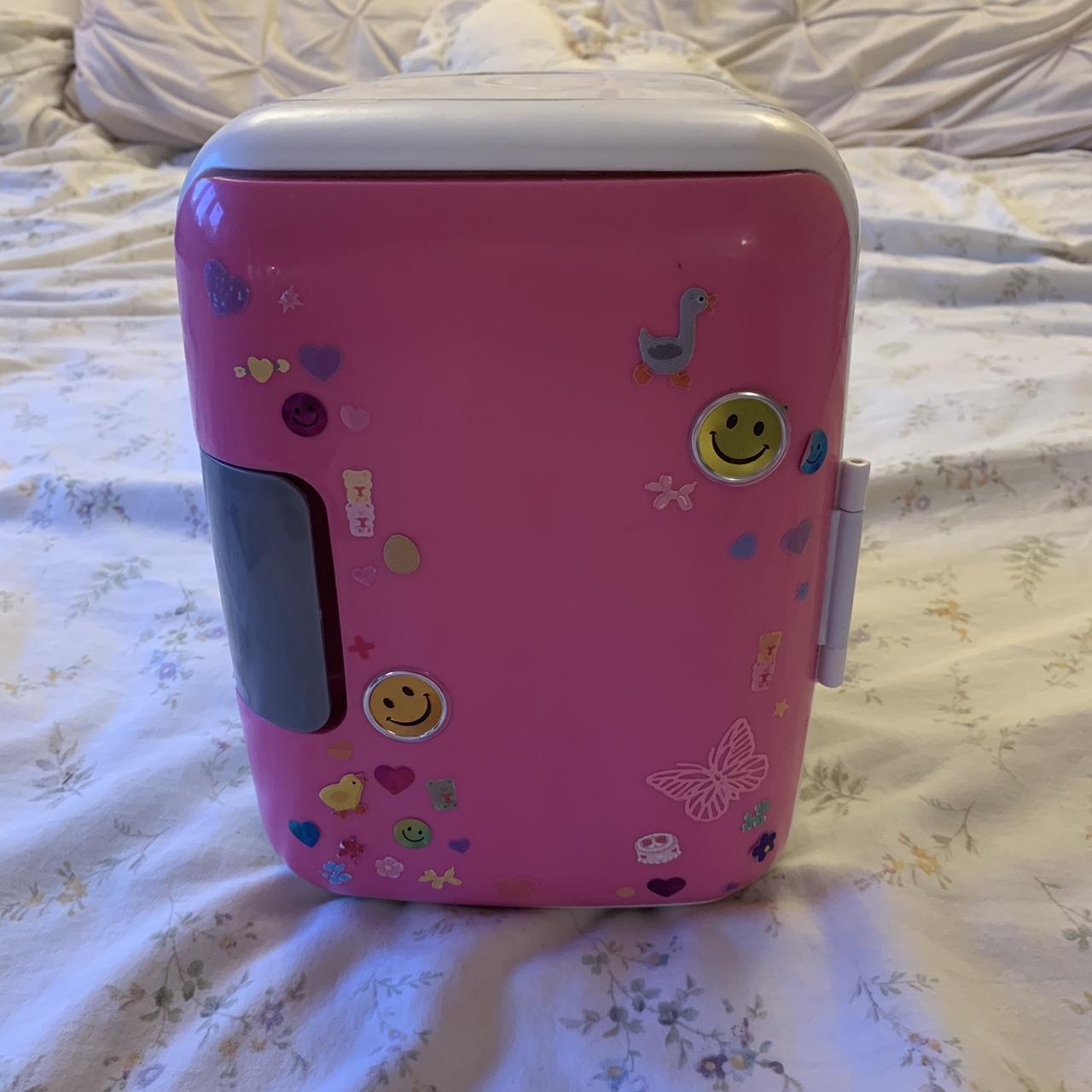 Pink and white mini fridge Not sure if it works or... Depop