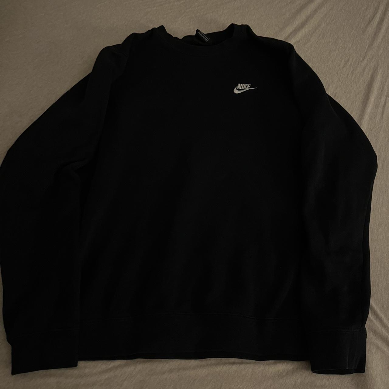 black nike crewneck sweatshirt large but fits like a... - Depop