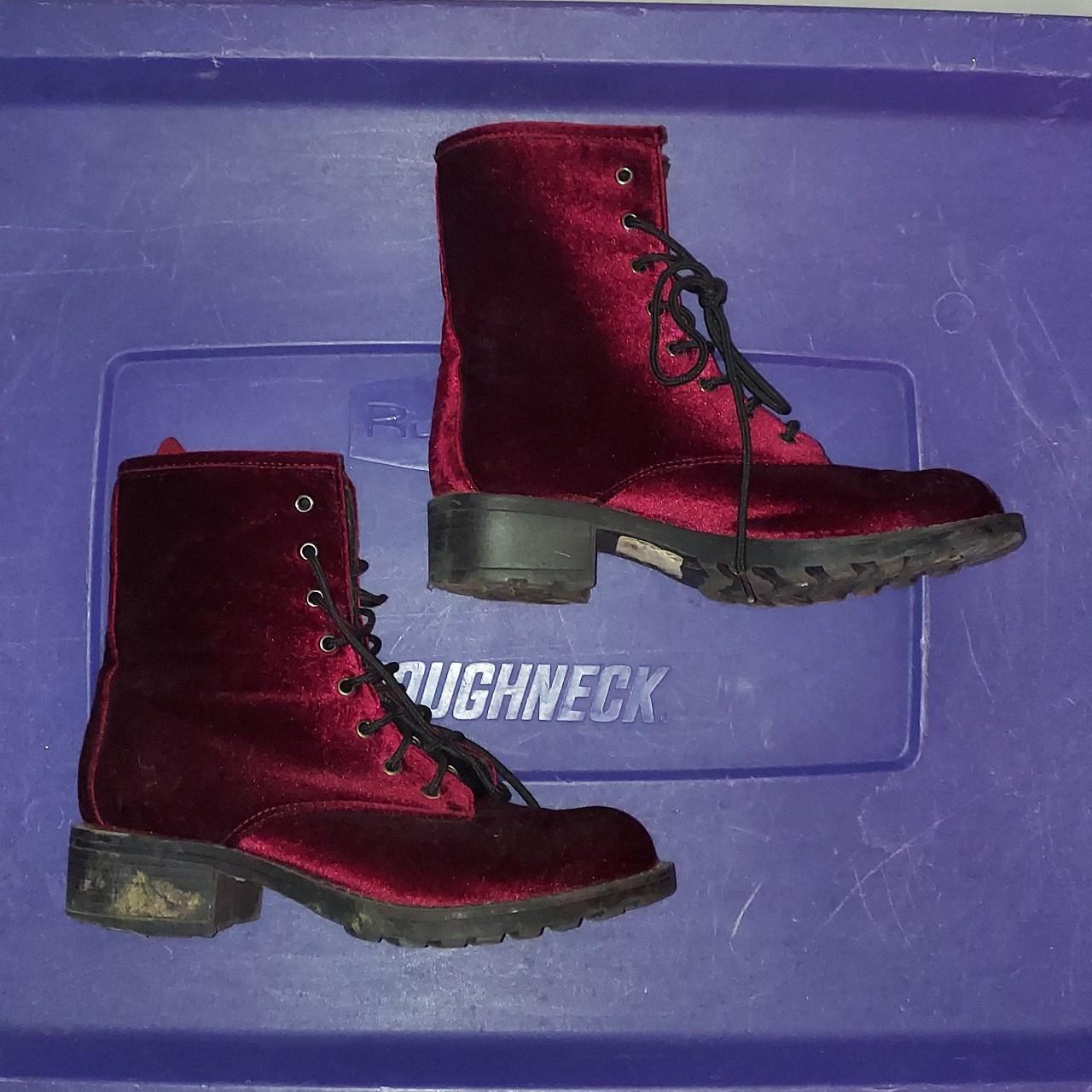 Red velvet combat sales boots