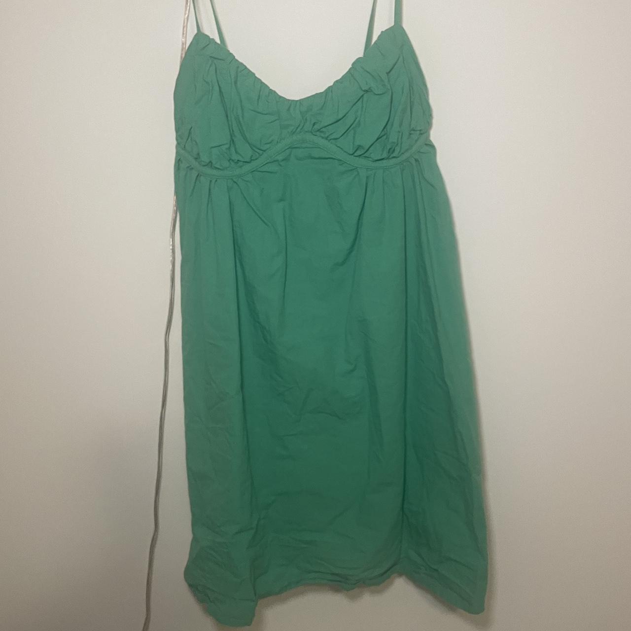 Green linen Zara Dress - Depop