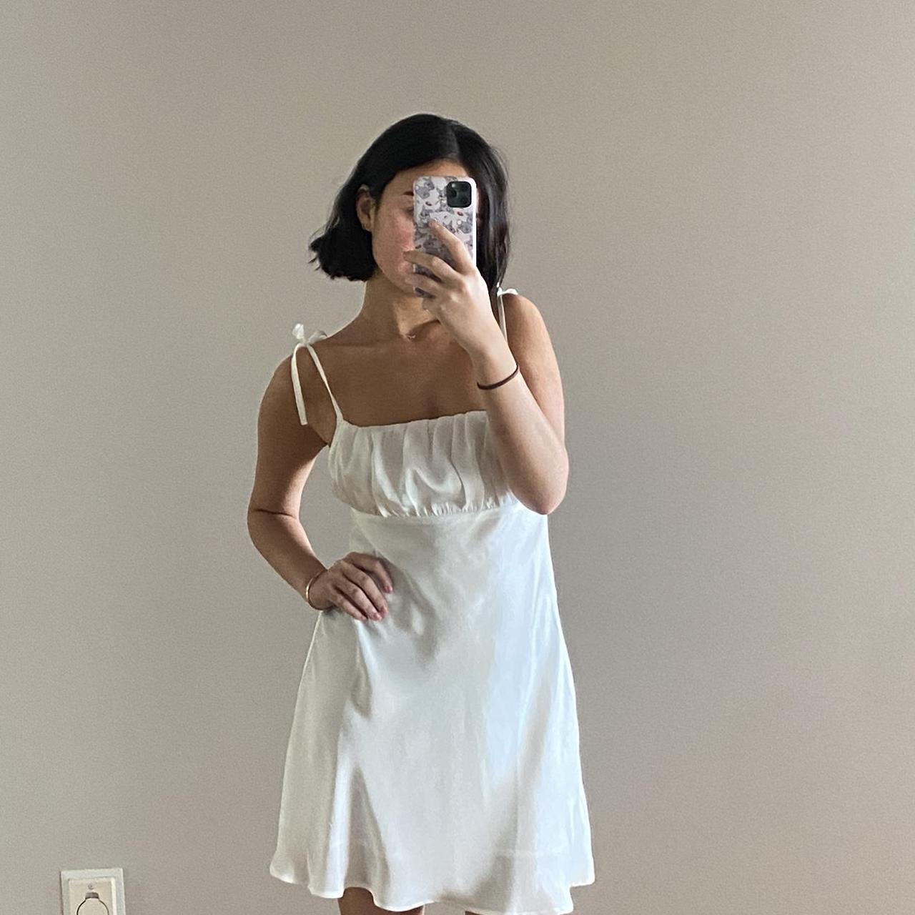 White Silk Glassons Dress Size Never Worn Before Depop