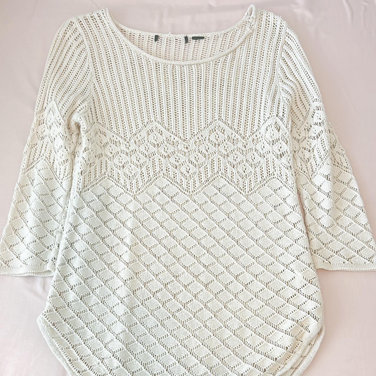 Thrifted crochet long sleeve top Brand:... - Depop