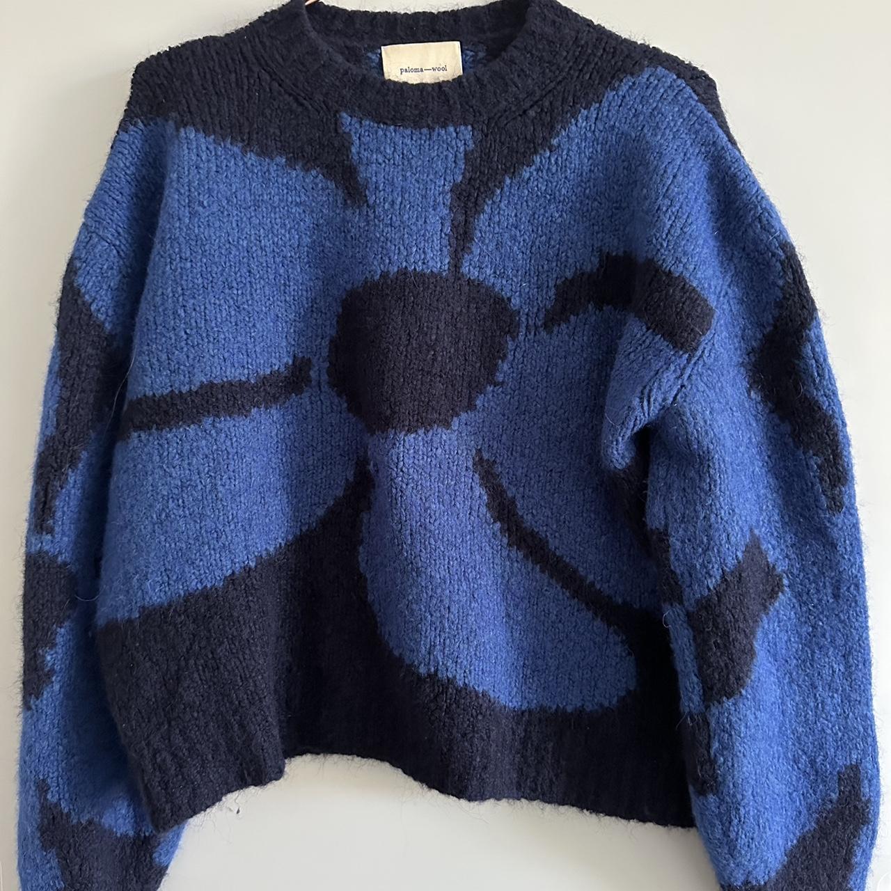 Paloma Wool blue knitted flower jumper, Size L, a | Depop
