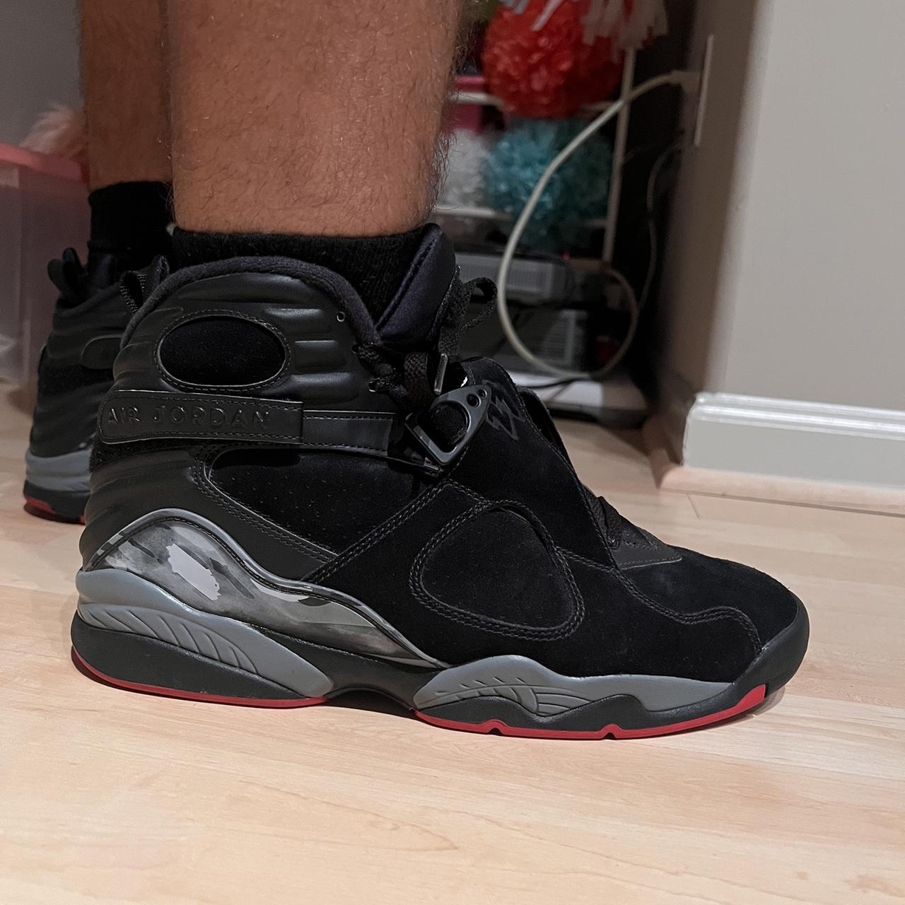 black and gray jordan 8