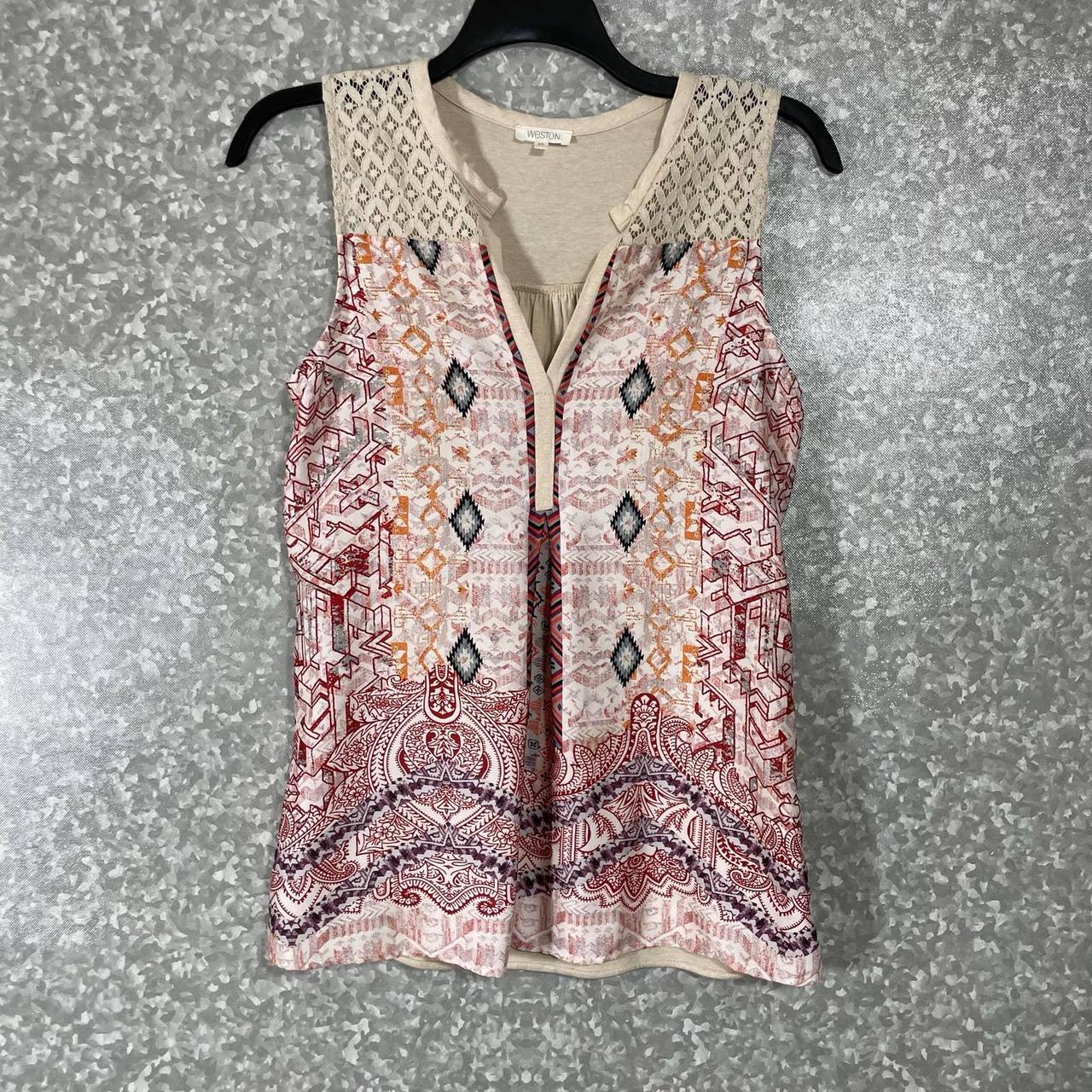 Women's boho print tank top by Weston for - Depop