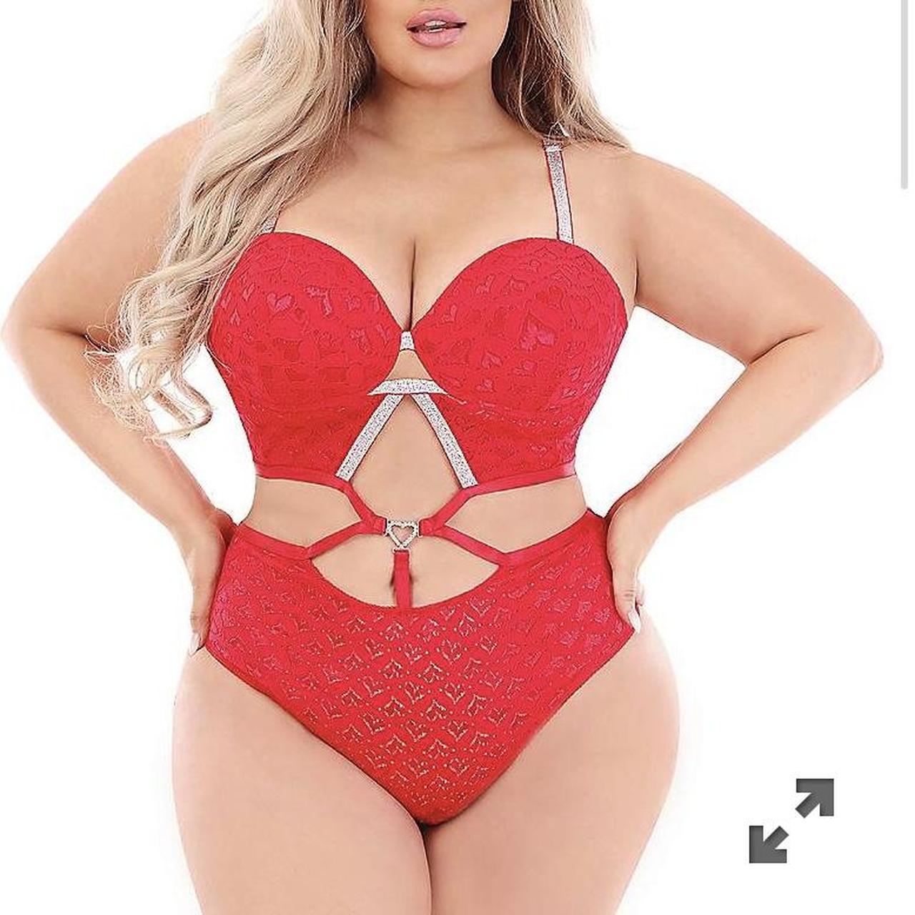Super sexy red bodysuit. Push up bra and sexy side - Depop