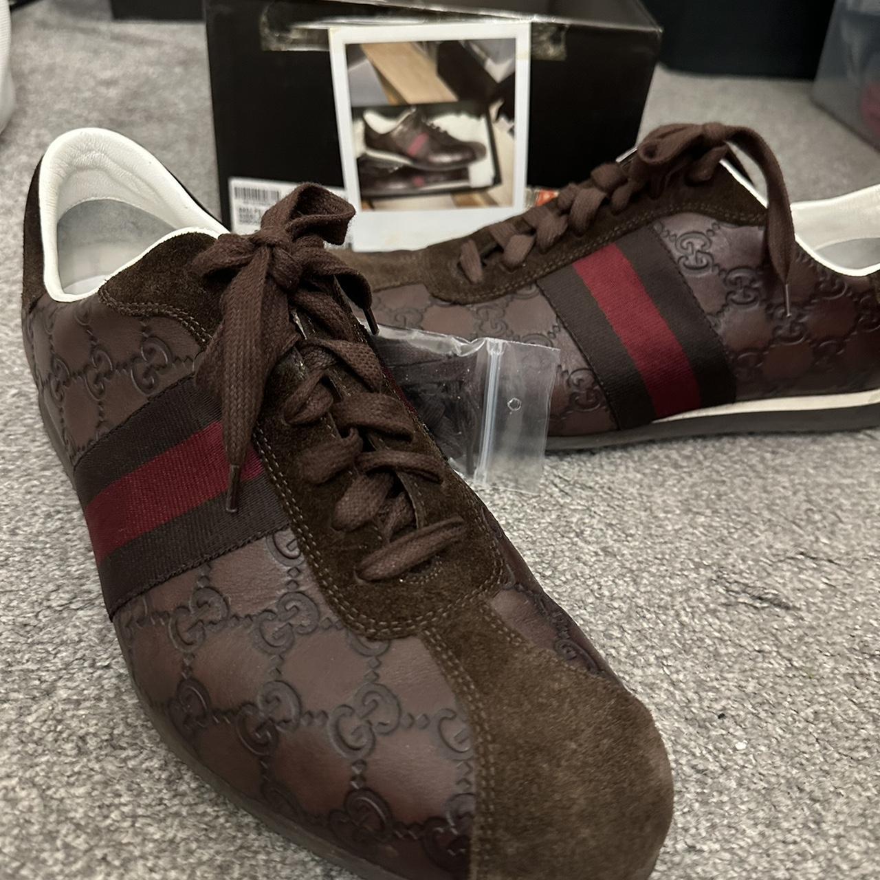 Brown gucci sales trainers