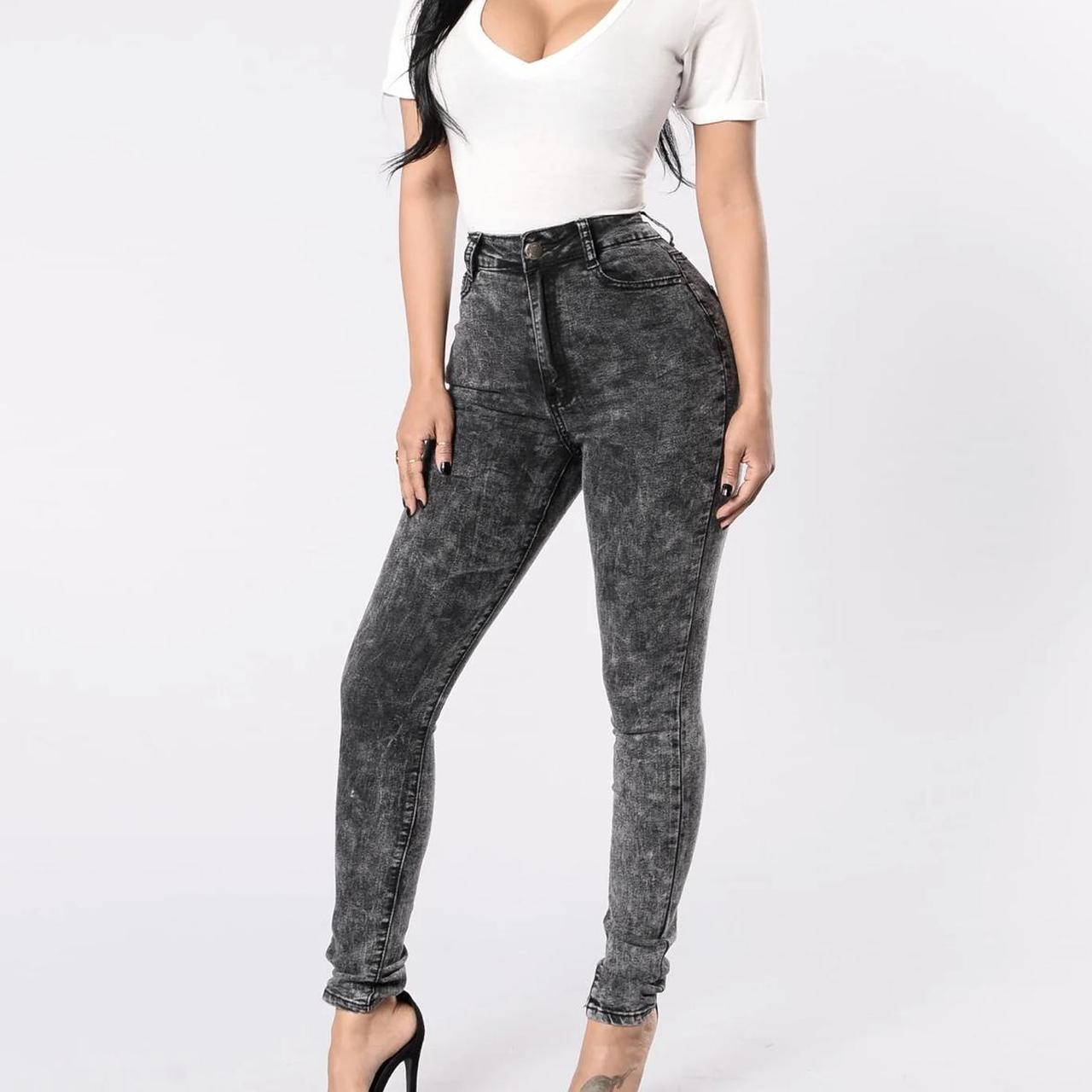 Fashion Nova Women's Black and Grey Jeans Depop