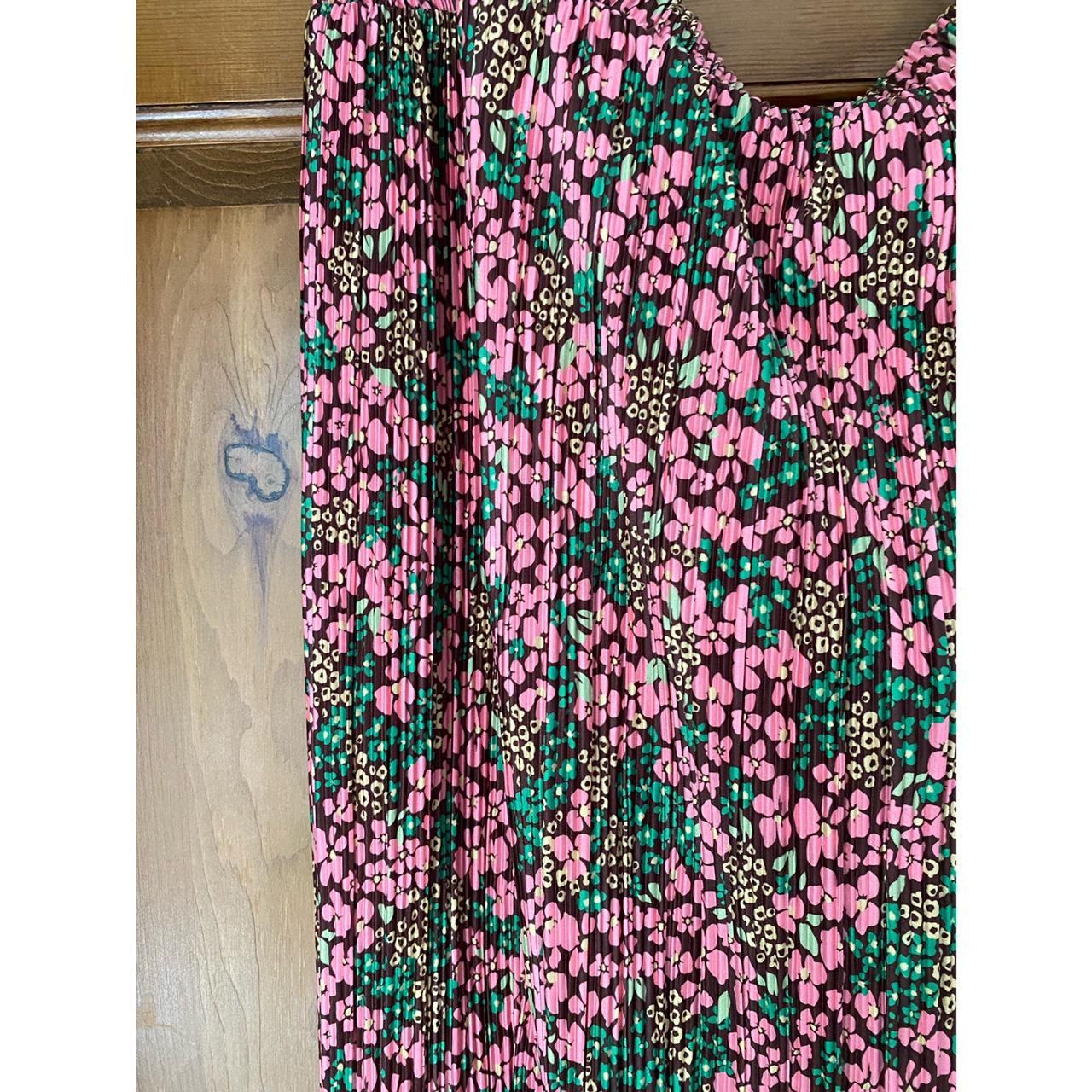 Monki Midi Floral Pleated Skirt Xl Monki Depop