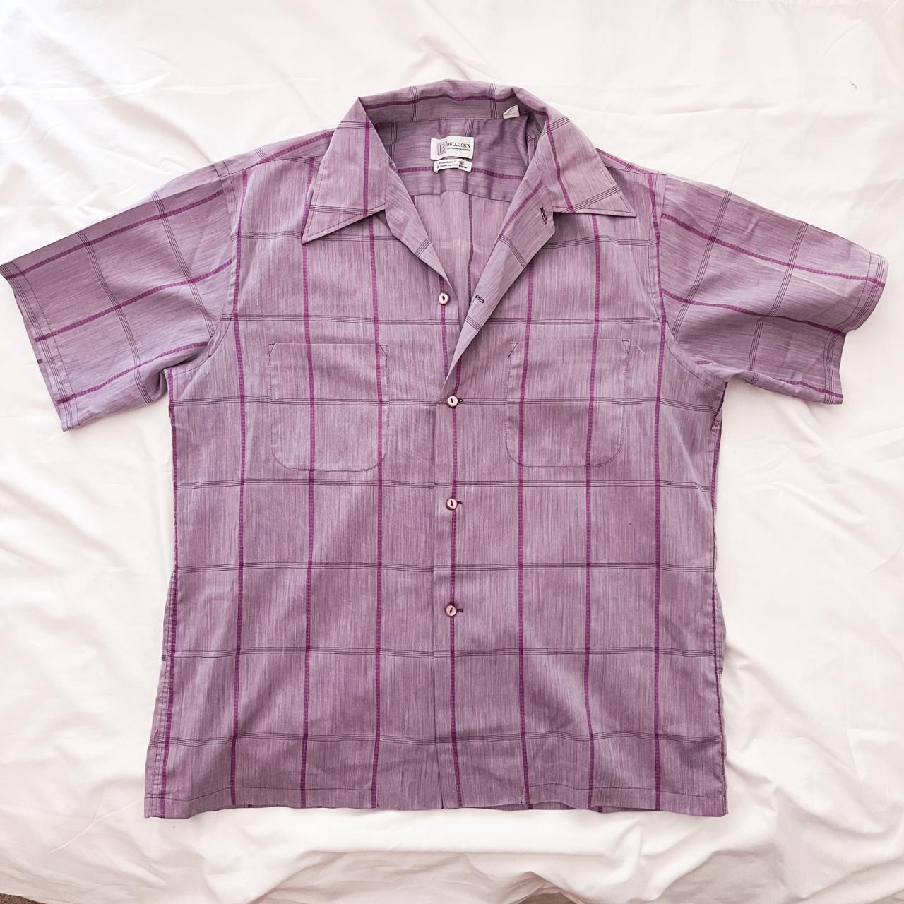 70s Purple Plaid Button-Up Shirt. Breathable,... - Depop