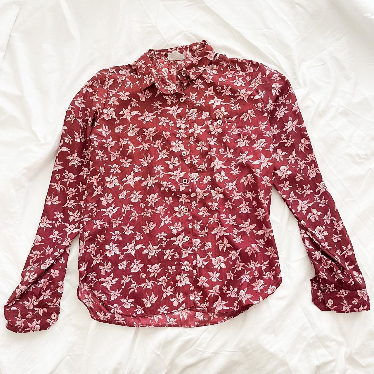 maroon floral blouse