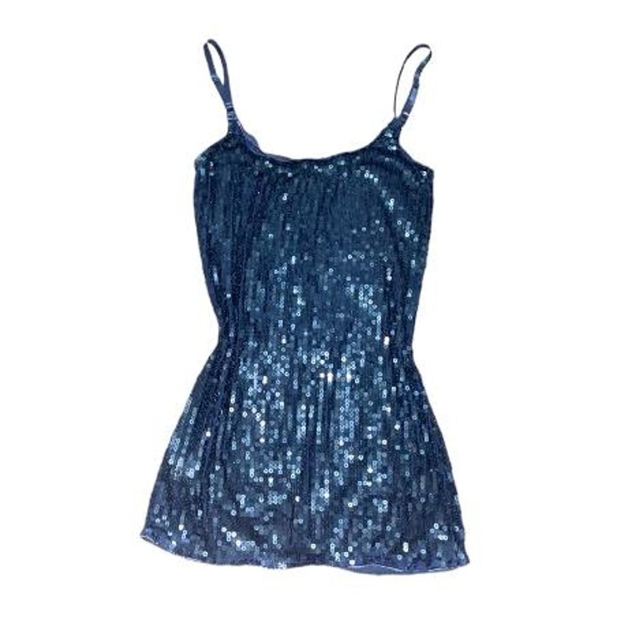 Charlotte Russe sequin top in dark navy blue-grey... - Depop