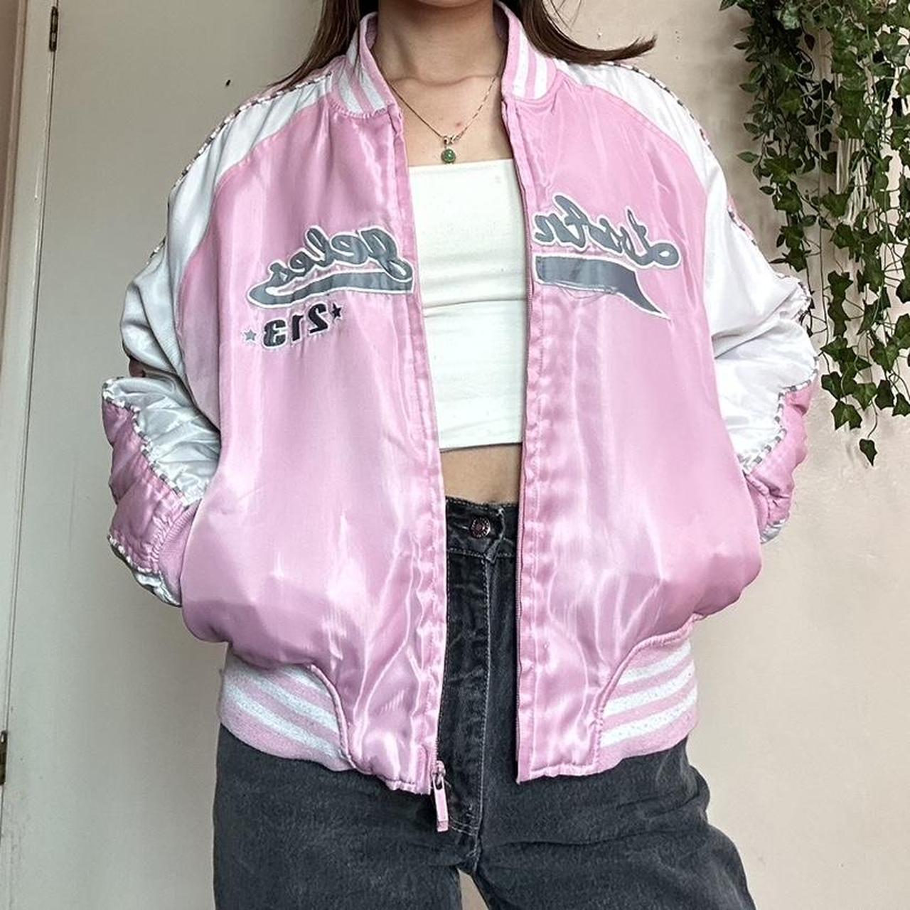 Women's Pink and White Jacket | Depop