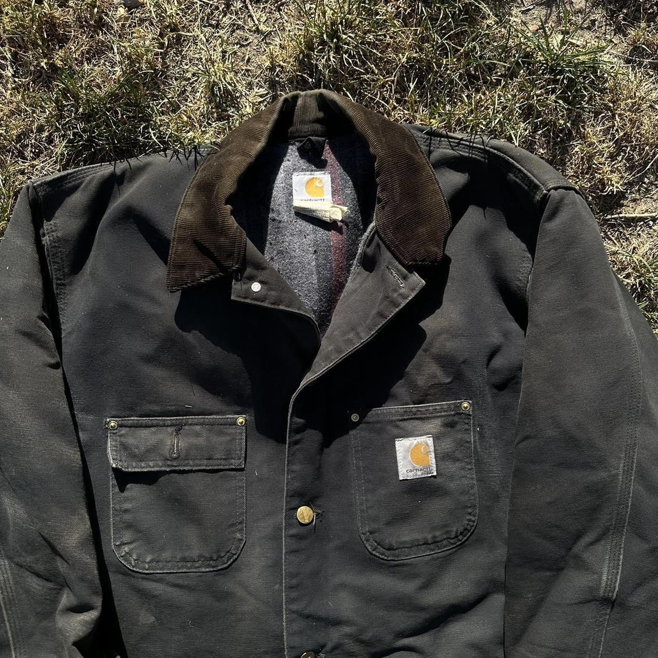 Carhartt Jacket Size 46 — XL Black canvas work... - Depop