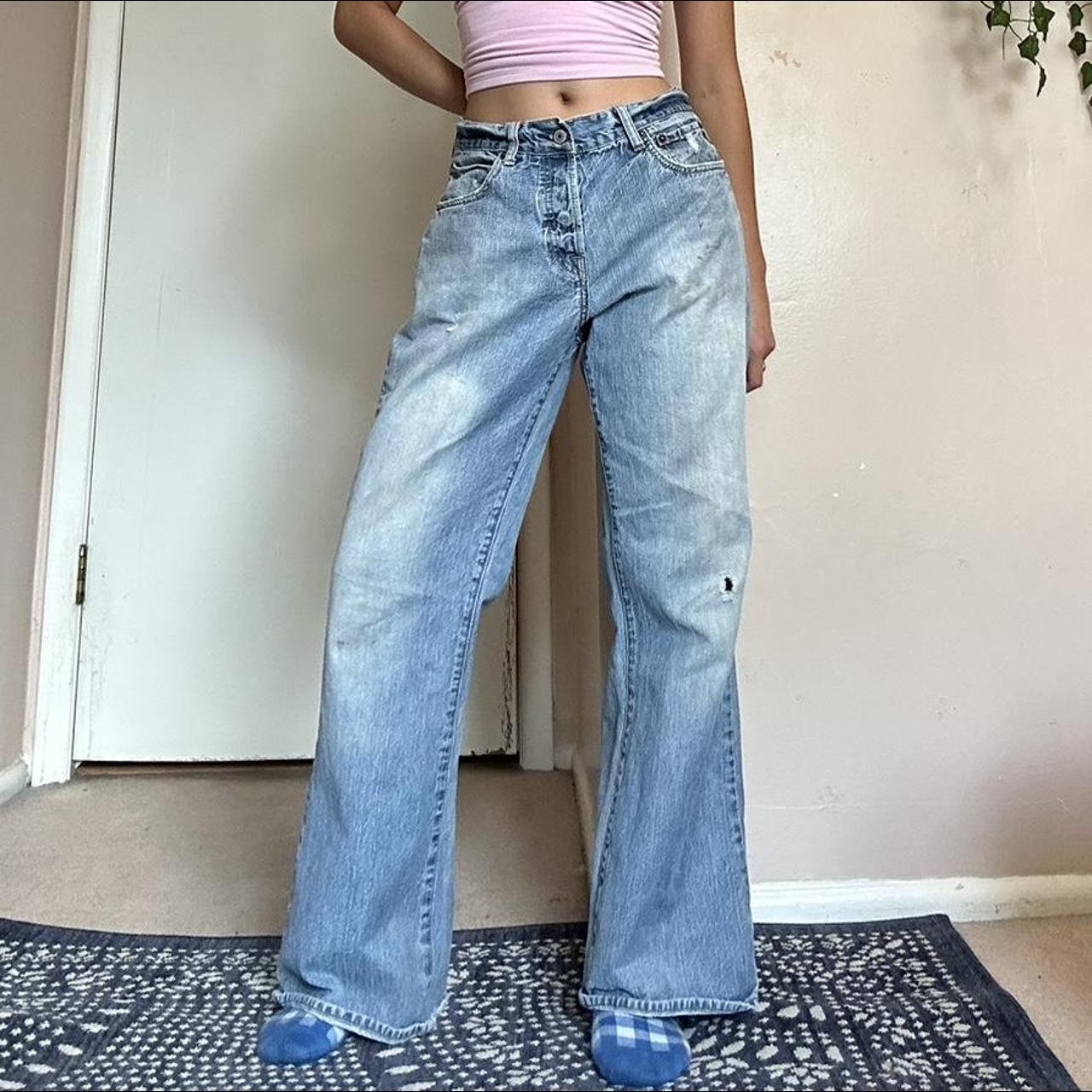 Vintage Abercrombie & Fitch Jeans Light wash wide... - Depop