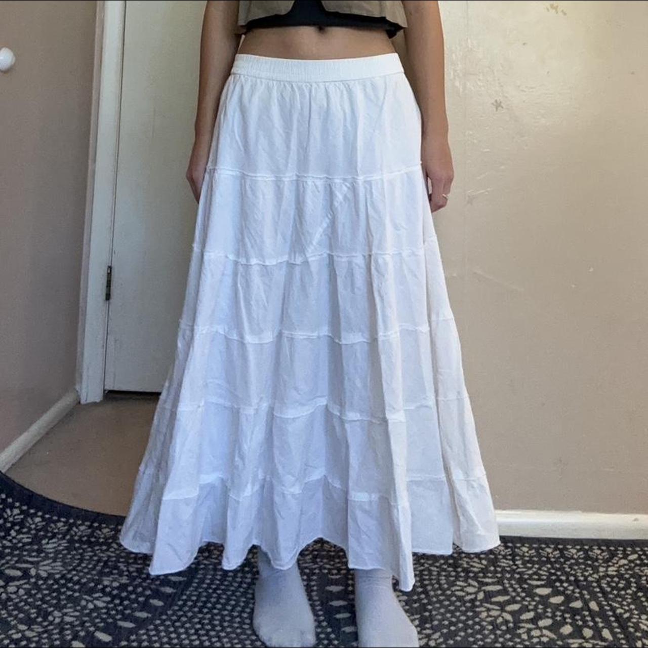 White tiered skirt Size M Waist 28” length 32” Has... - Depop