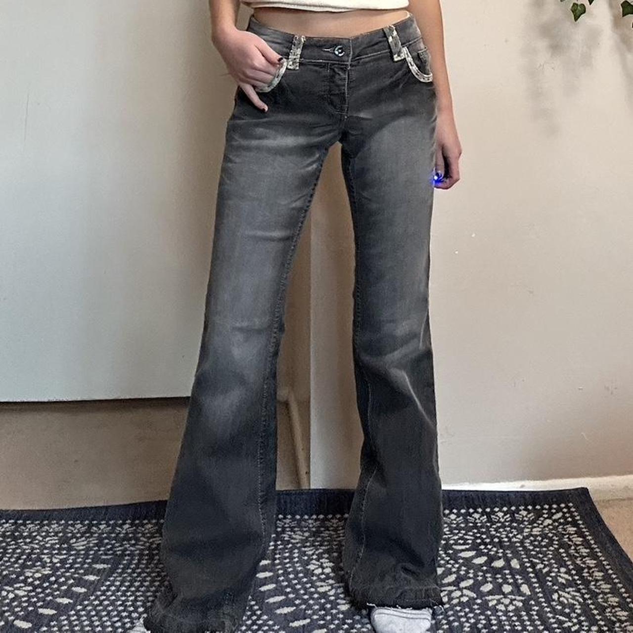 Y2K Low Rise Jeans Grey faded wash Low rise bootcut... - Depop