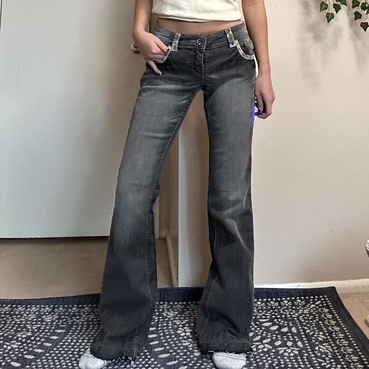 Y2K Low Rise Jeans Grey faded wash Low rise bootcut... - Depop