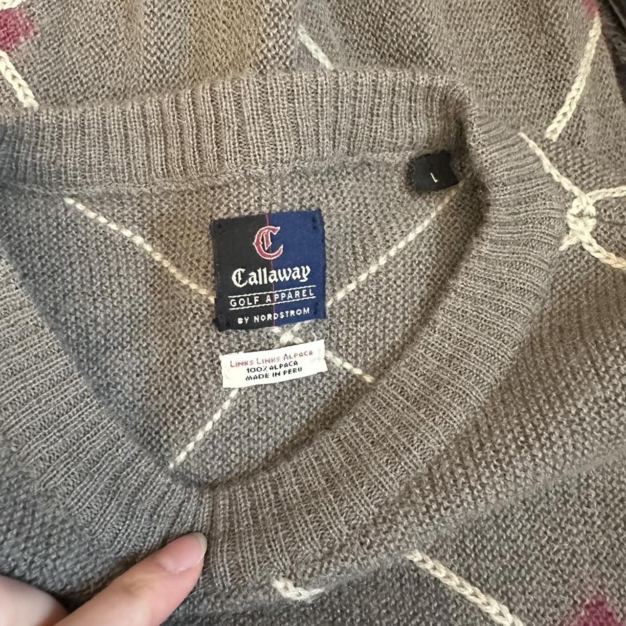 Callaway Sweater Diamond pattern knit Size L Alpaca... - Depop