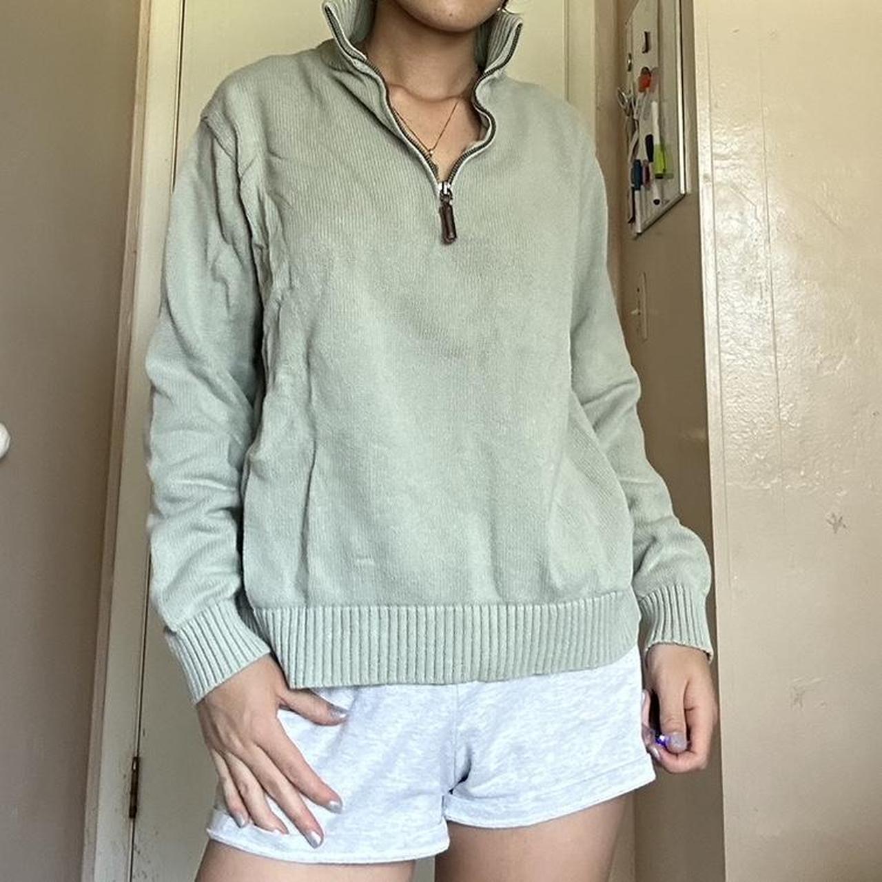 Brandy Melville Sweater Quarter zip Sage green Depop