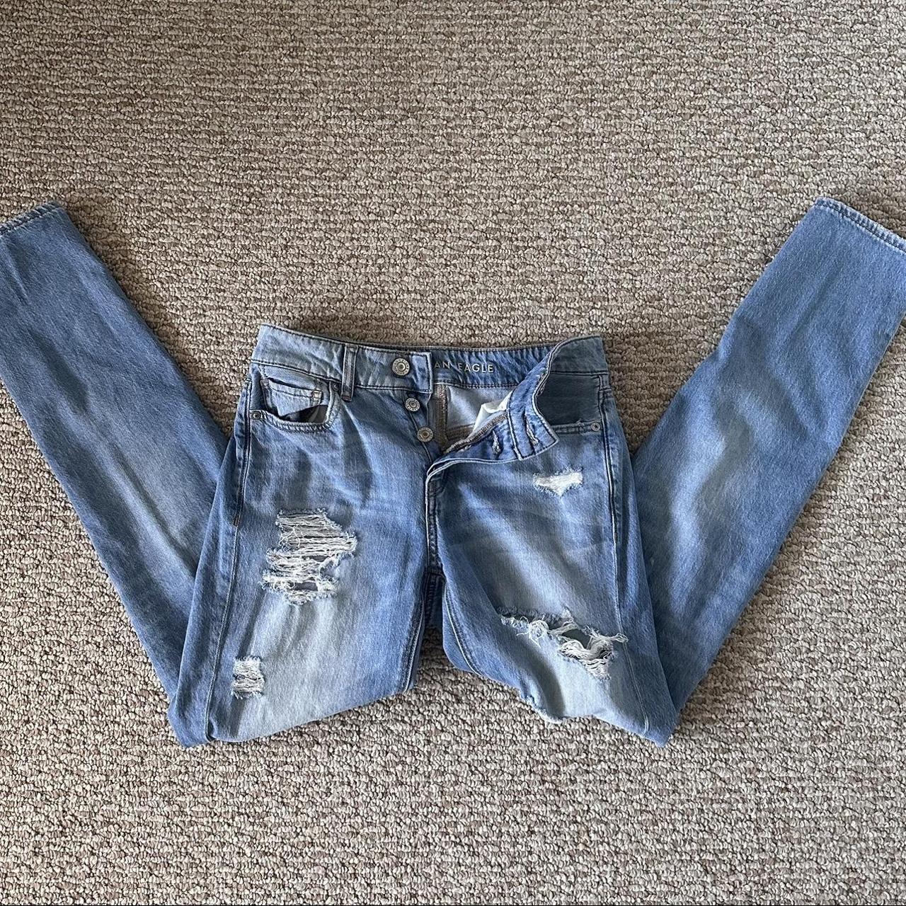American Eagle X TomGirl Ripped Blue Jeans Size 0... Depop