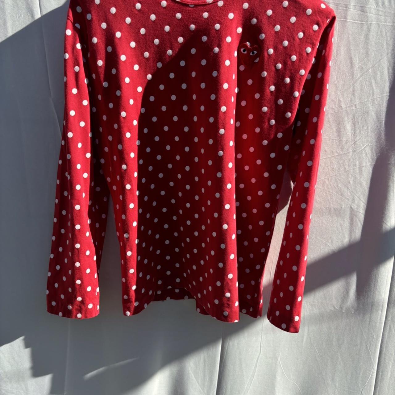 CDG polka dot long sleeve Red Size L 100 Depop