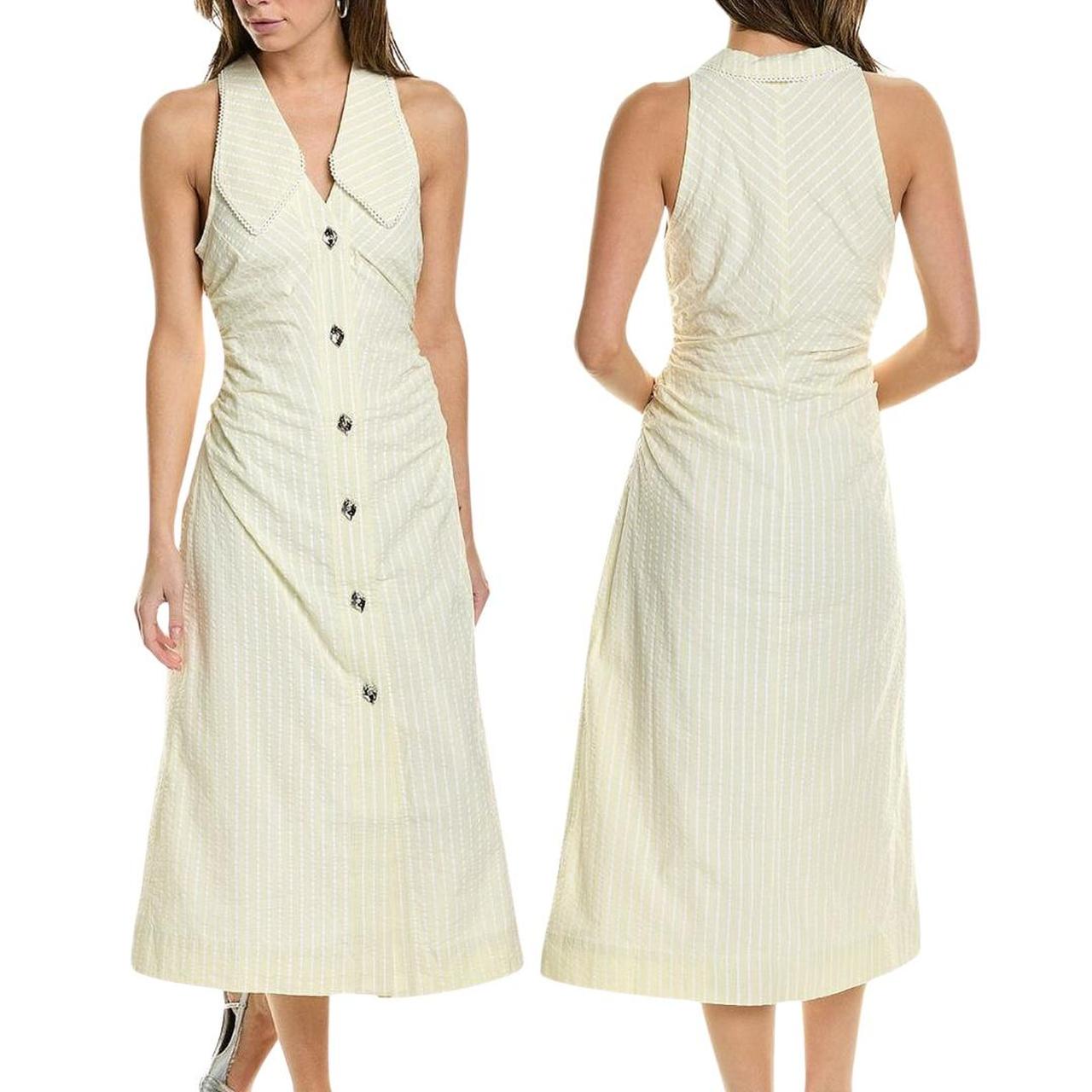 NEW! GANNI Butter Yellow Striped Cotton Depop