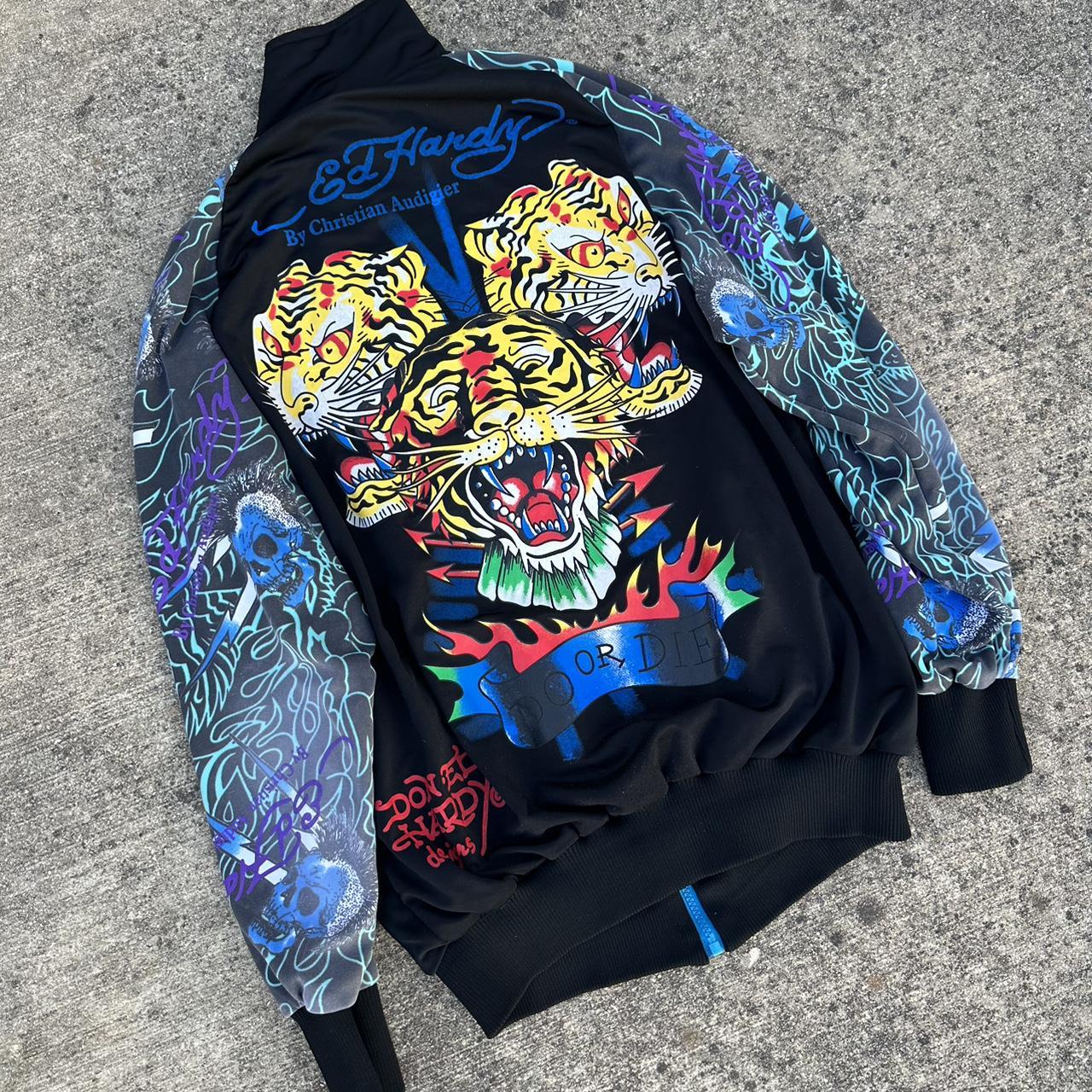 Vintage Y2K Ed Hardy Tiger Windbreaker Coach... - Depop