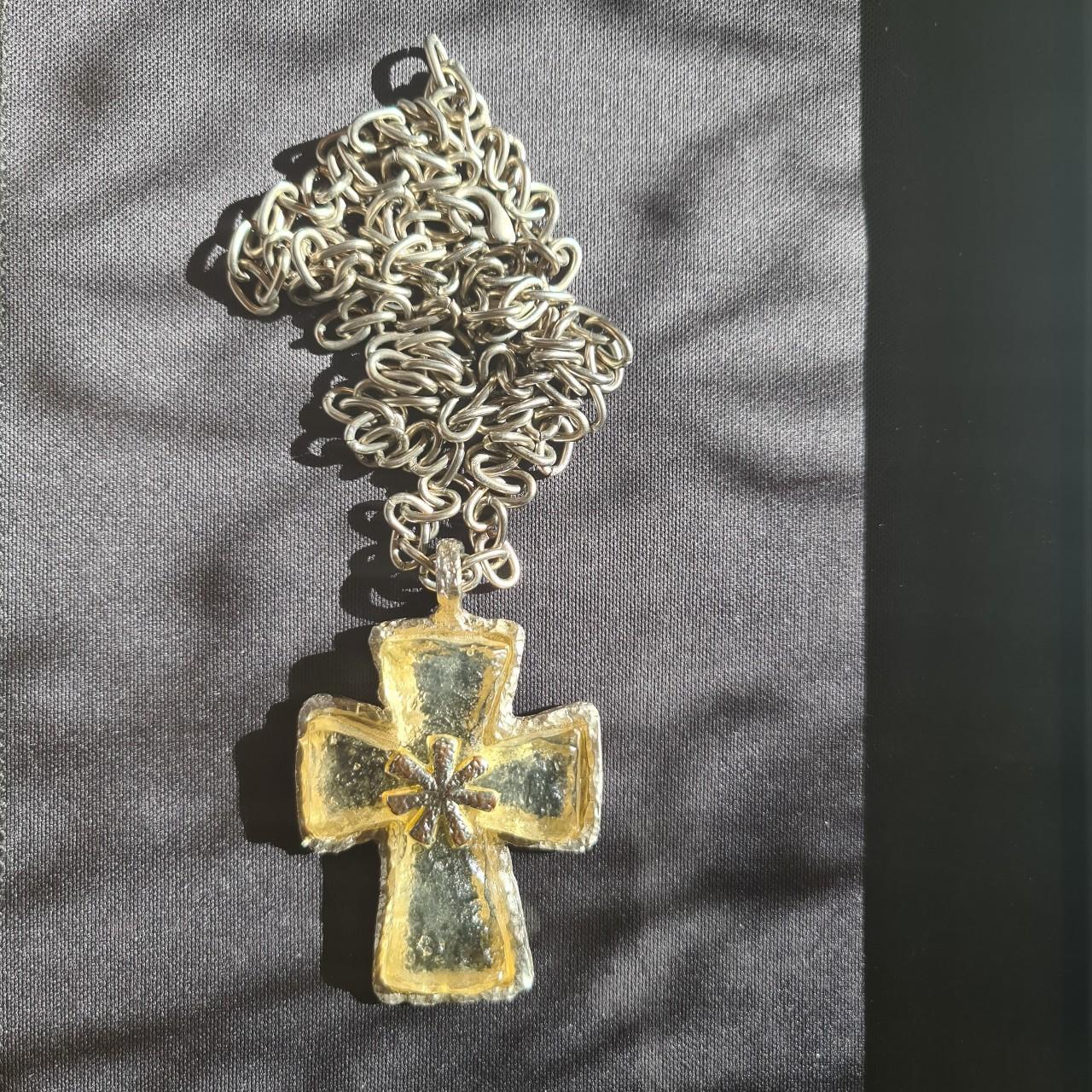 Vintage 90s Y2K 00s Cross Long Chain Necklace | Depop