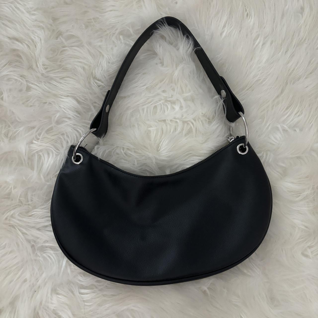 Cute H&M black faux leather shoulder bag with Depop