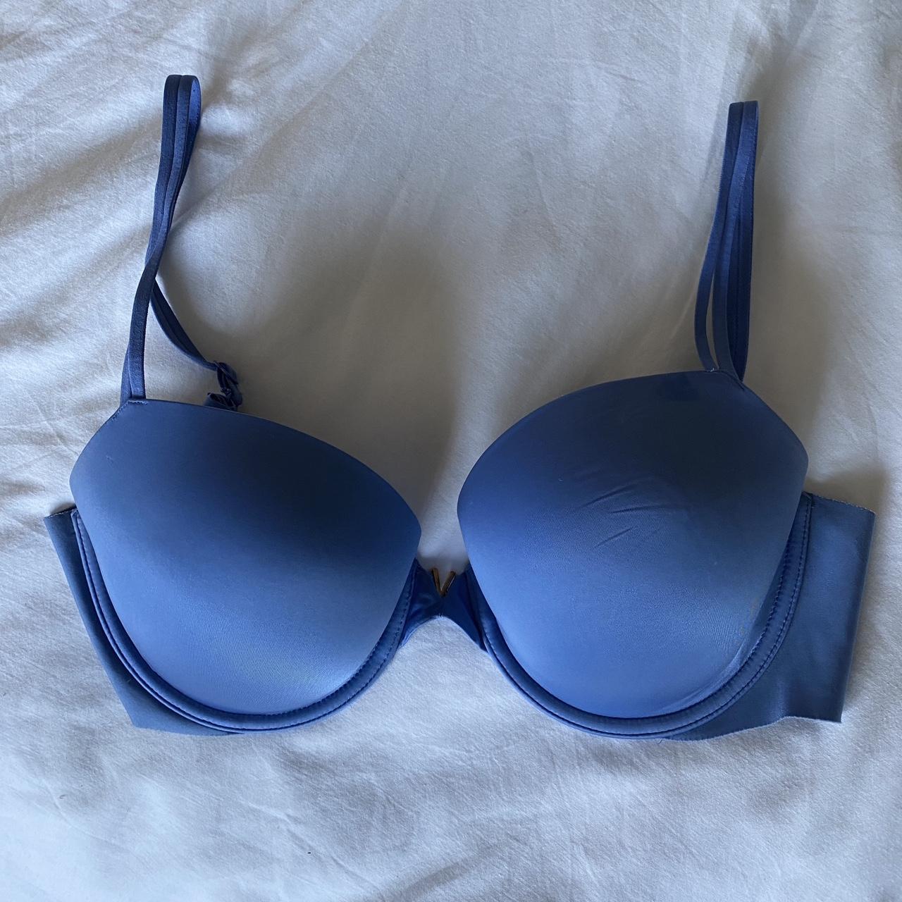 Victoria's Secret Women's Blue and Gold Bra | Depop