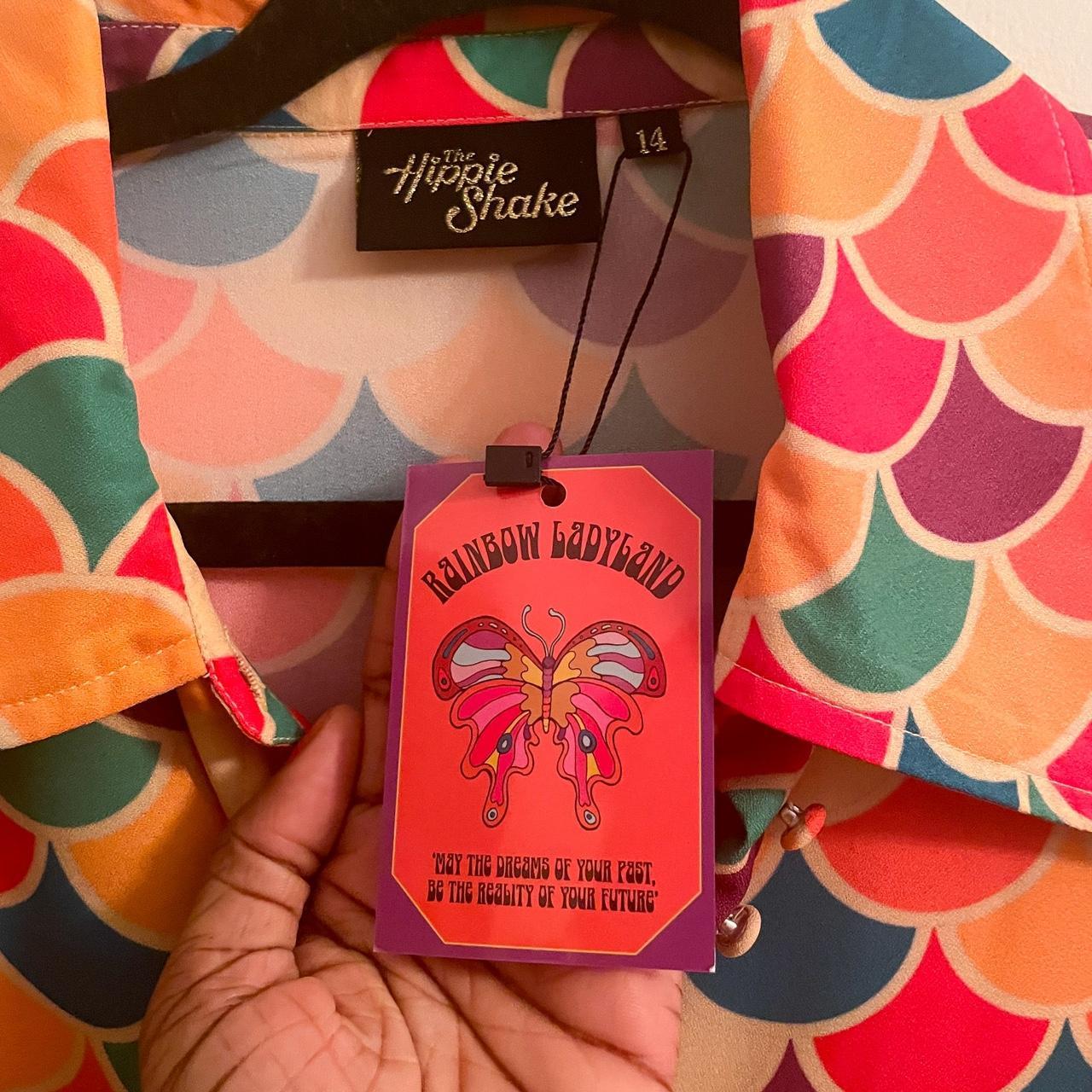 The Hippie Shake Dolly Dagger Rainbow Scallop button... Depop