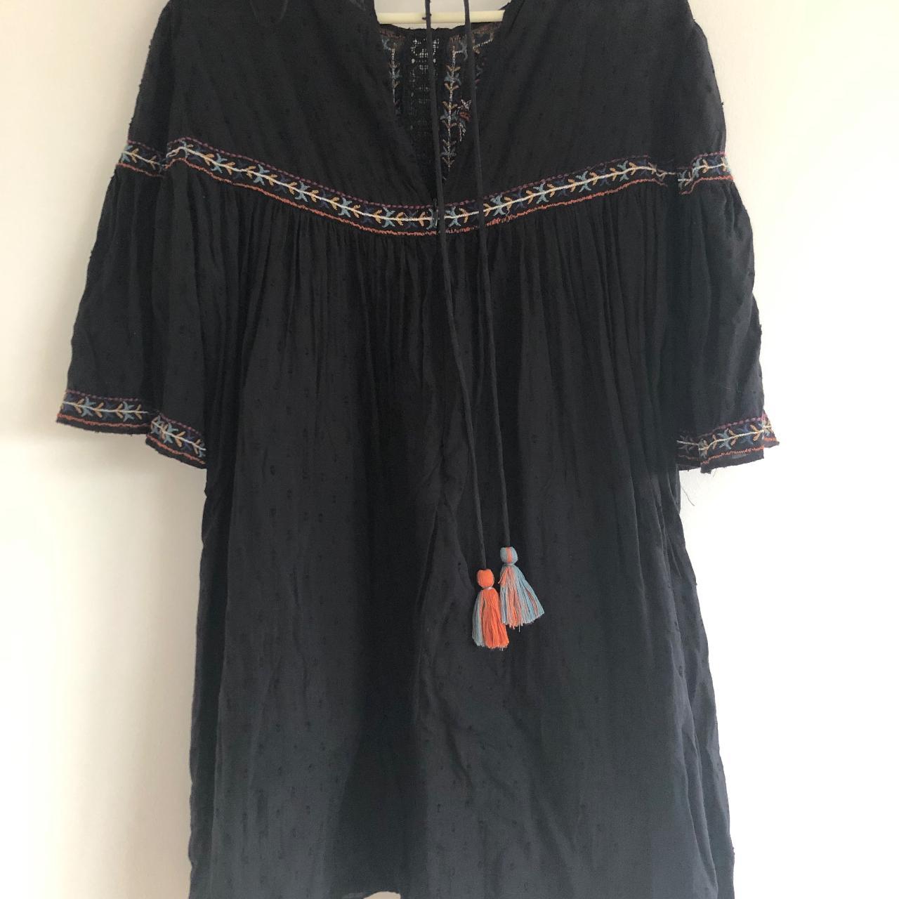 Zara black embroidered playsuit dress, Size XS. boho... - Depop