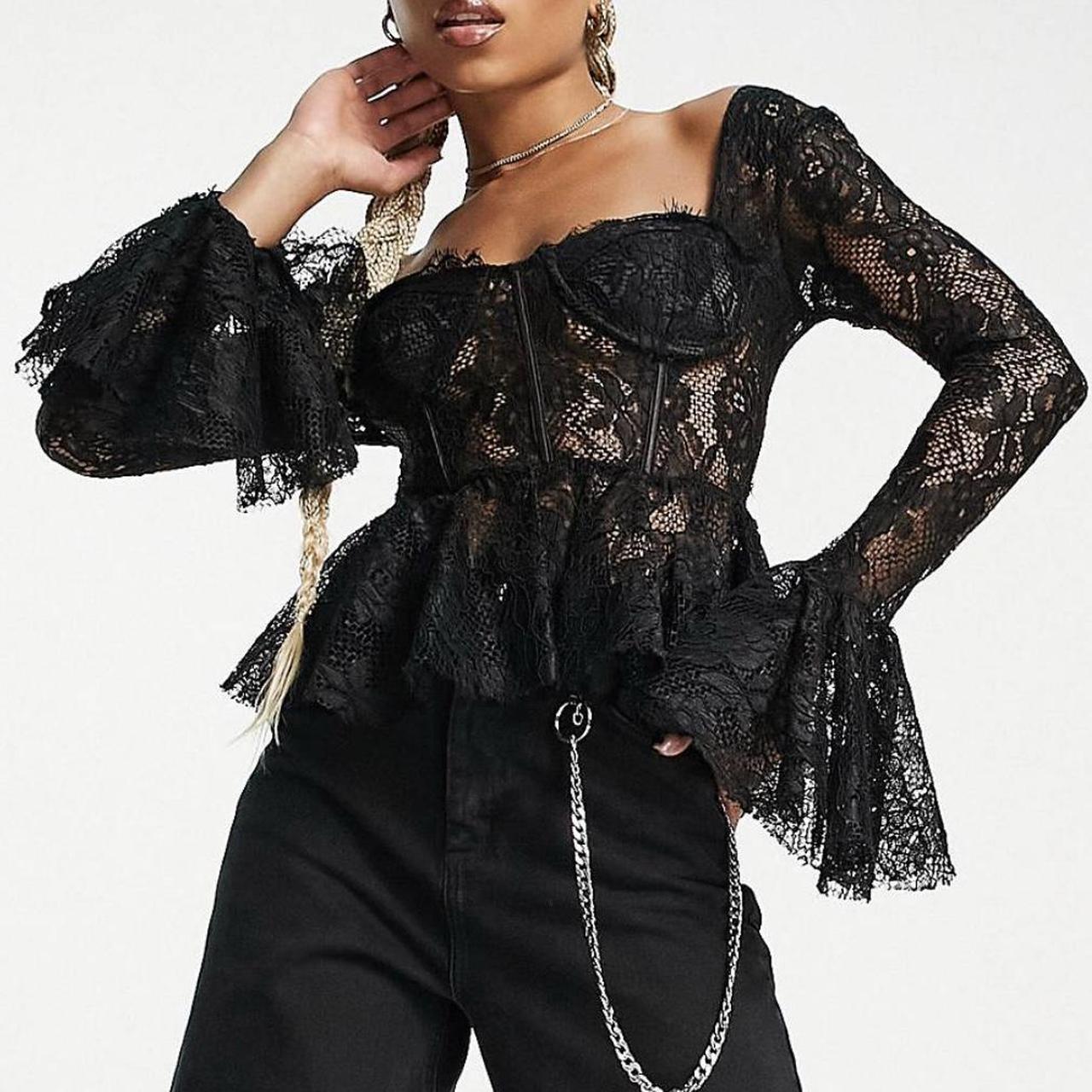 Reclaimed Vintage long sleeve lace corset top