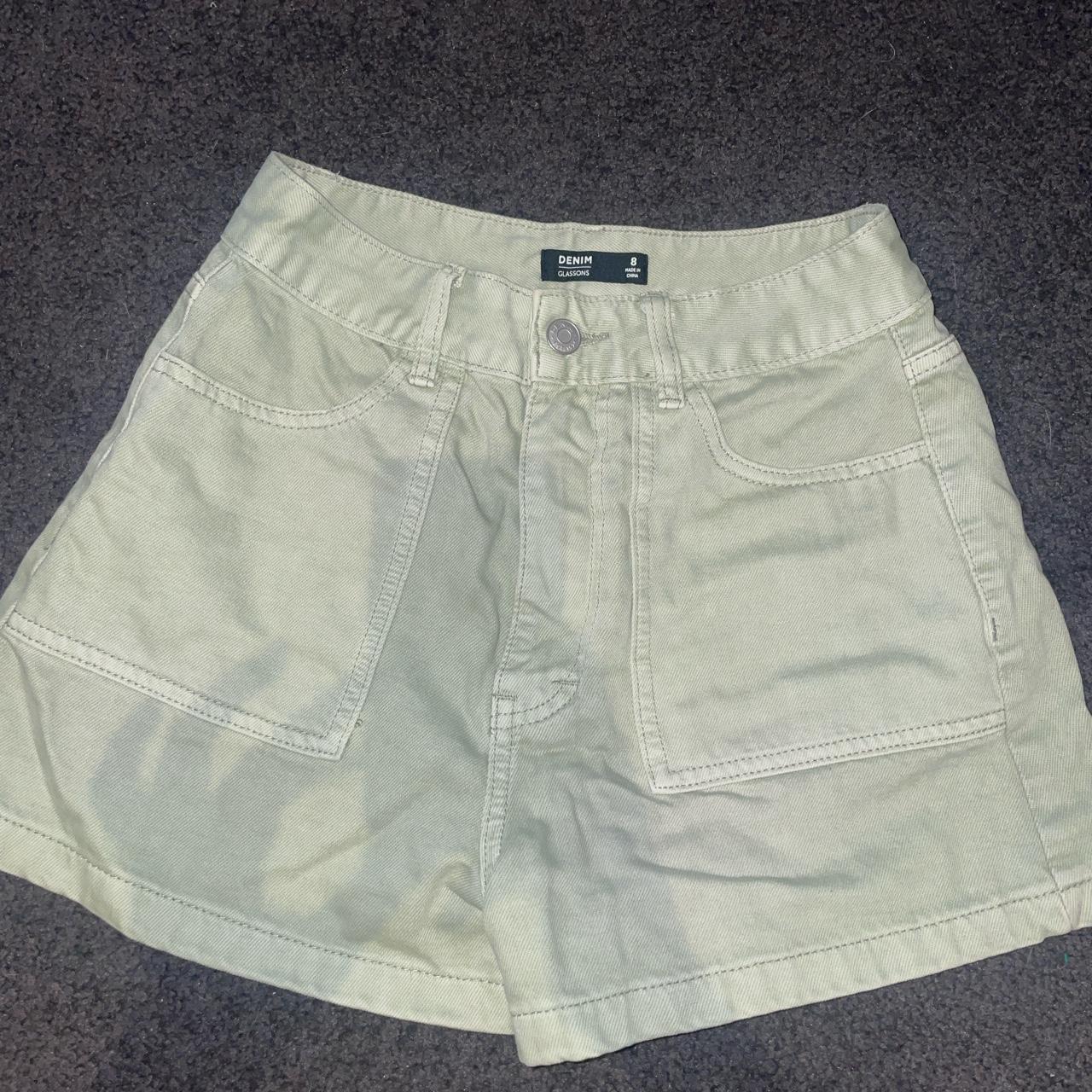 glassons green cargo shorts denim material with... Depop