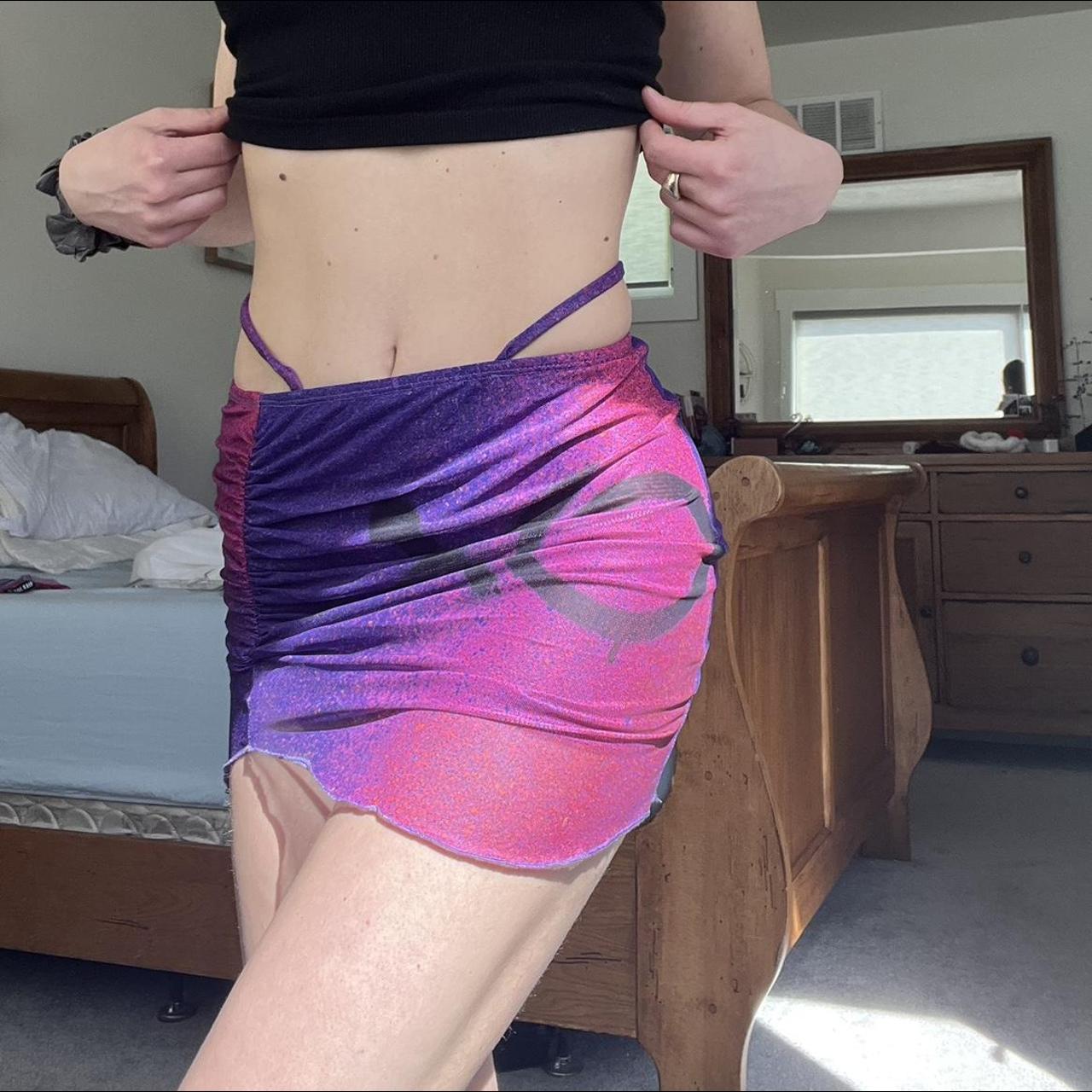 The Kript Xo Purple And Pink Bodycon Mini Skirt Depop