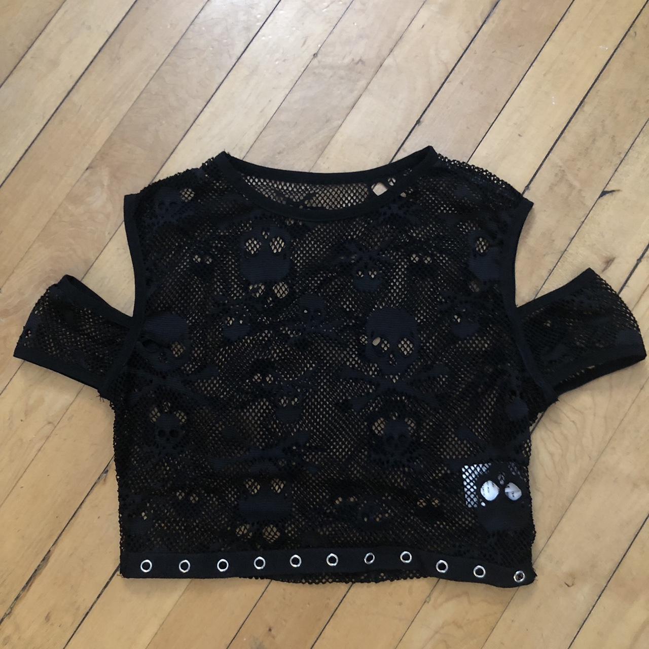 Skull mesh crop top (tagged Tripp nyc for exposure)... - Depop