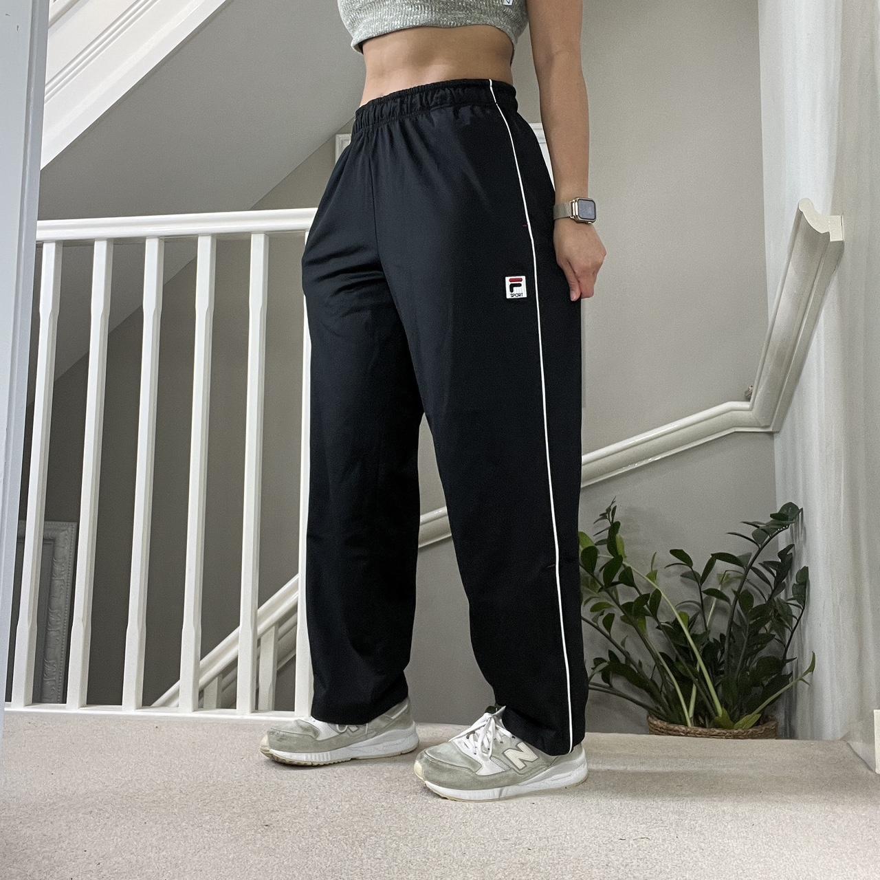 Vintage Fila Black Softshell Track Pants Depop