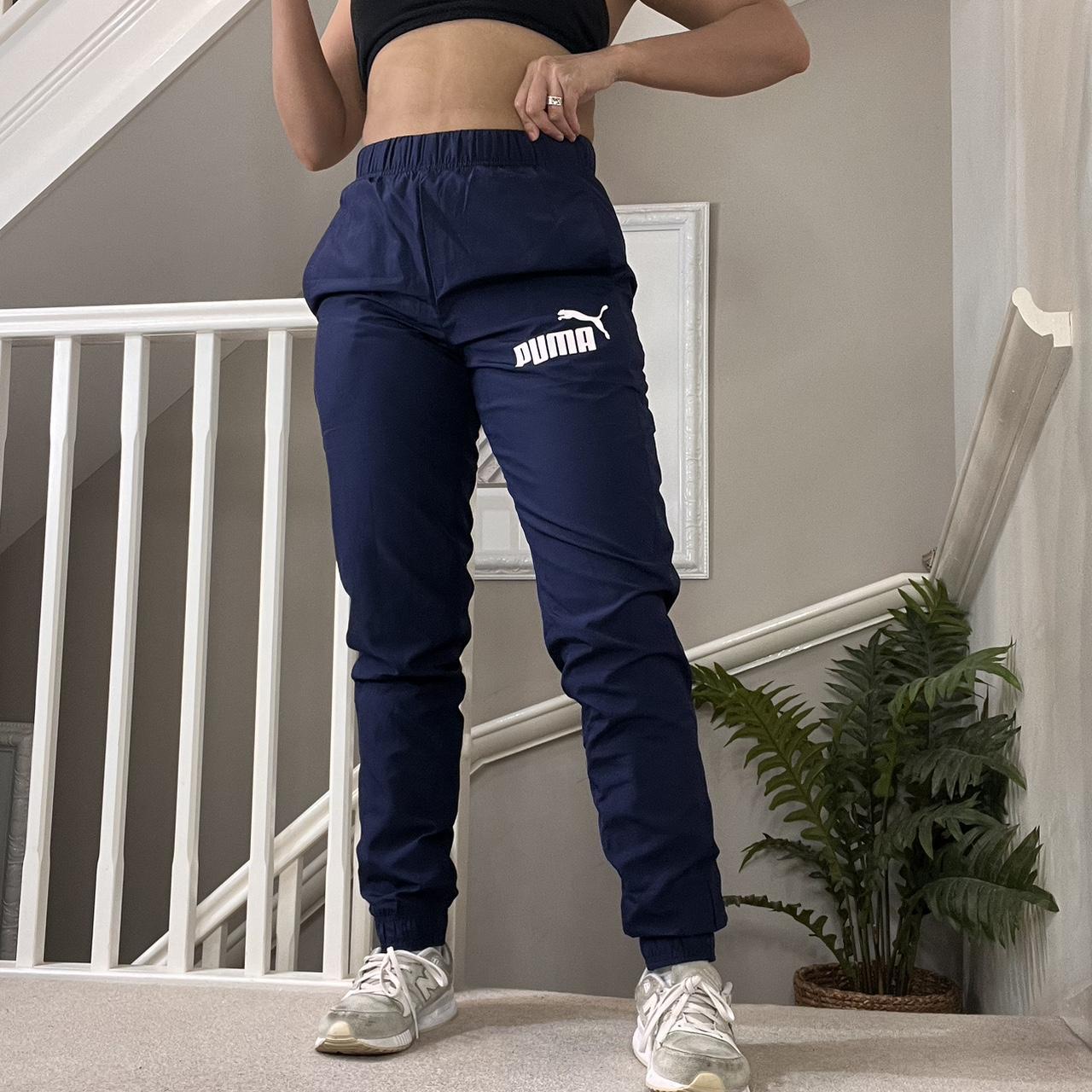 Track Pants Womens Blue Puma Tracksuit Classic Puma Cuffed Leg