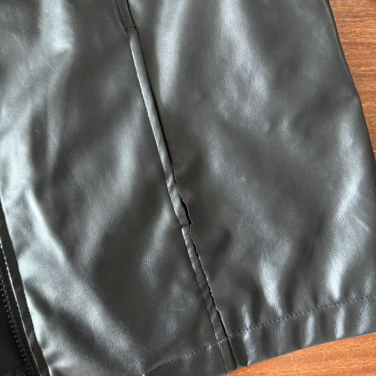 Fake leather jacket Really cute, thin but warm Flaws... - Depop