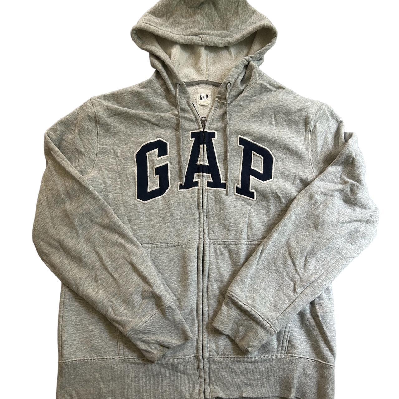 Classic gap zip-up hoodie! Light grey, navy blue... - Depop