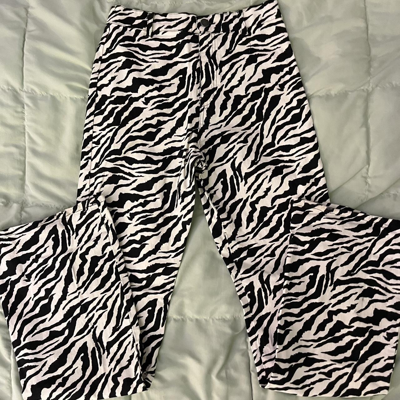 motel zebra flare jeans worn once Depop