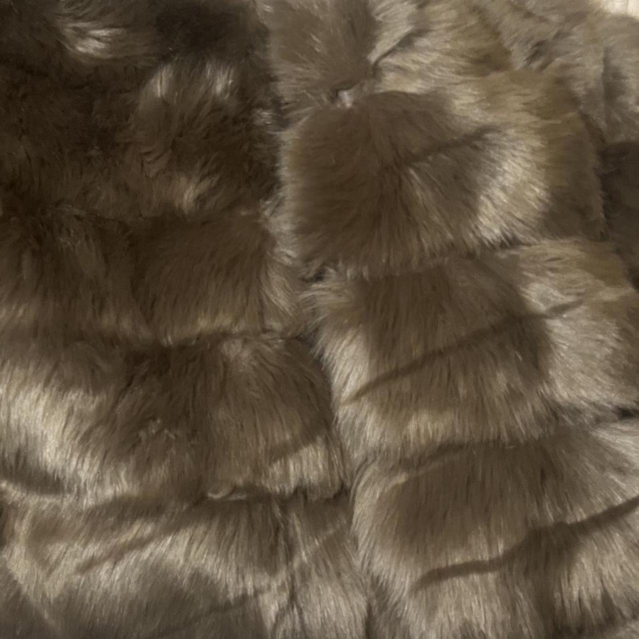 Mocha faux fur jacket x Never worn Brand new with... - Depop