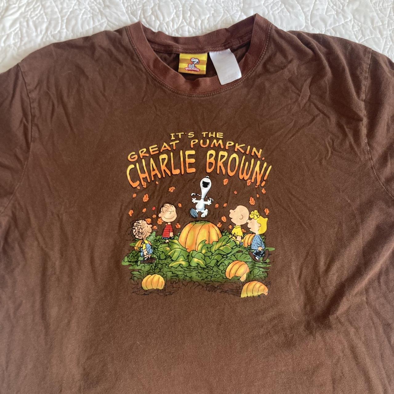 Peanuts Men's Brown and Orange T-shirt | Depop