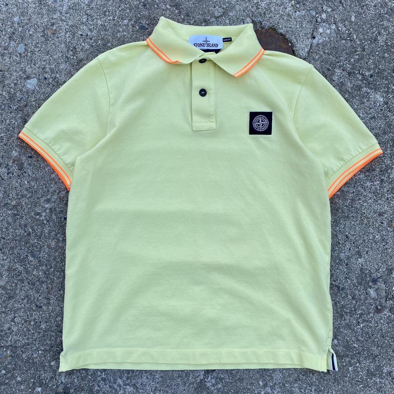 Stone Island Men's Yellow and Orange T-shirt | Depop