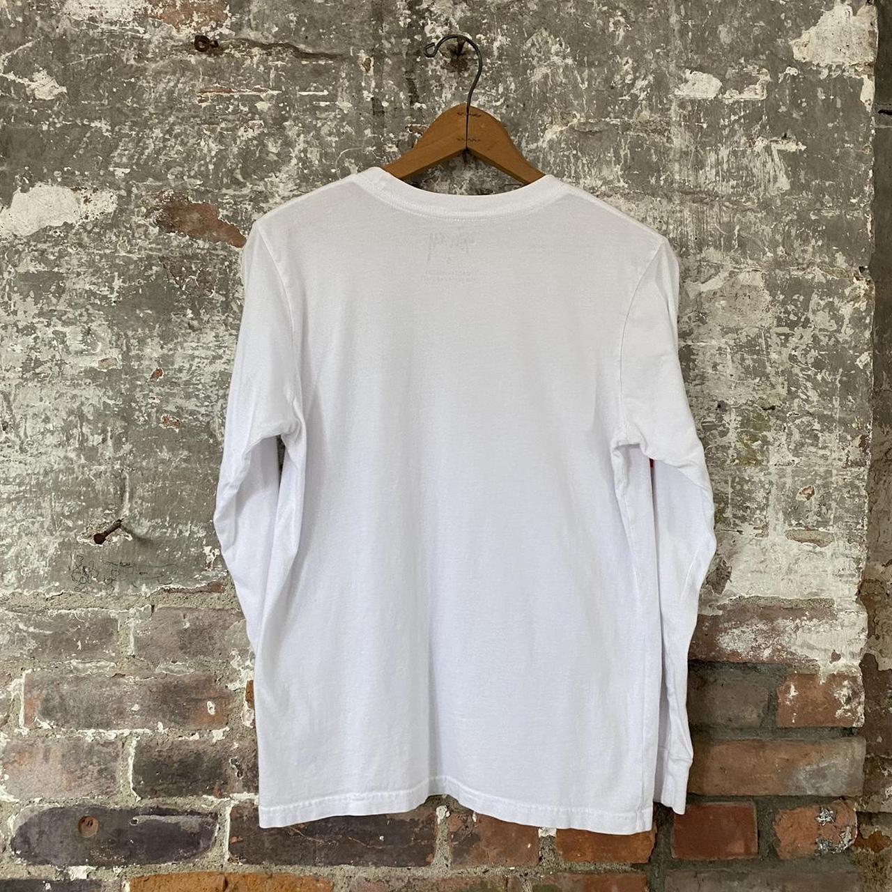 Stüssy Men's White and Black T-shirt | Depop