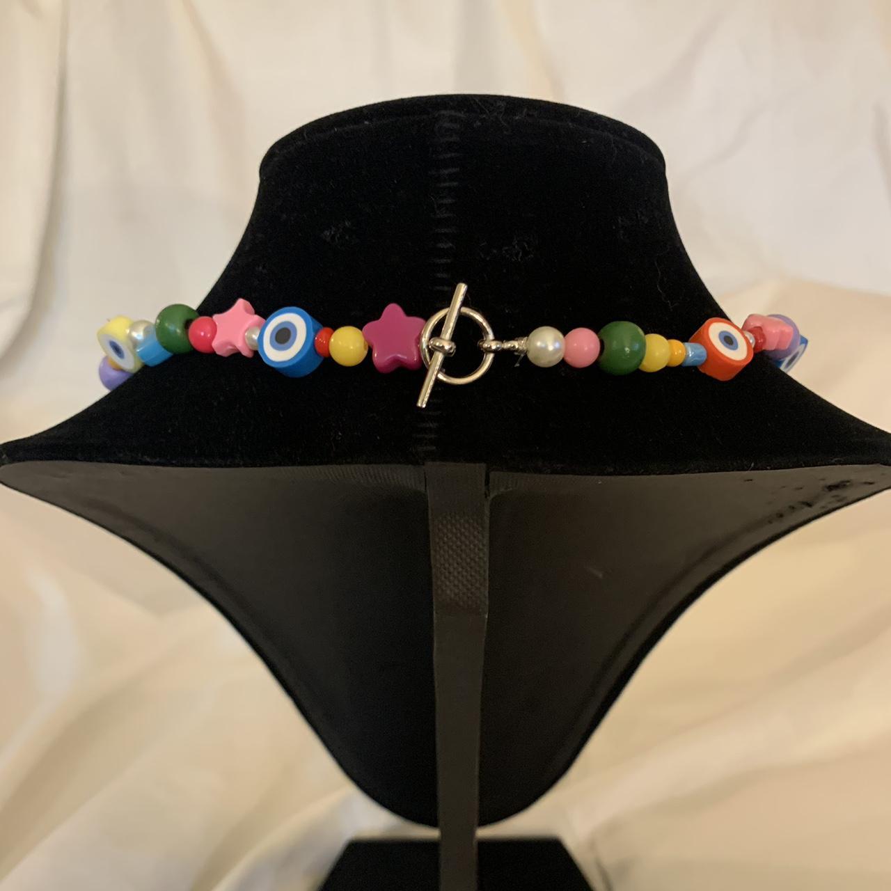 Handmade colorful kidcore rainbow necklace necklace | Depop