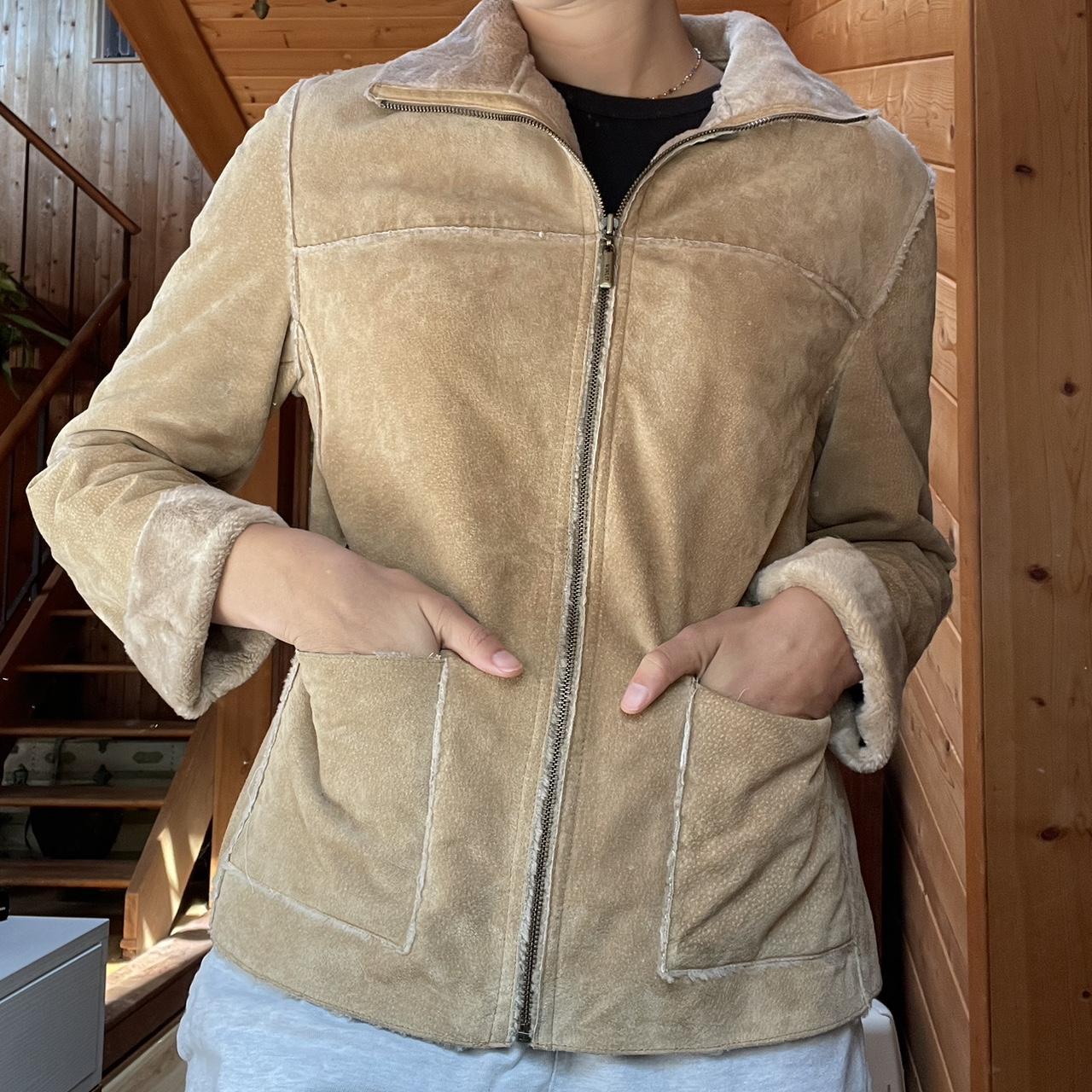 Suede sherpa hot sale jacket women's